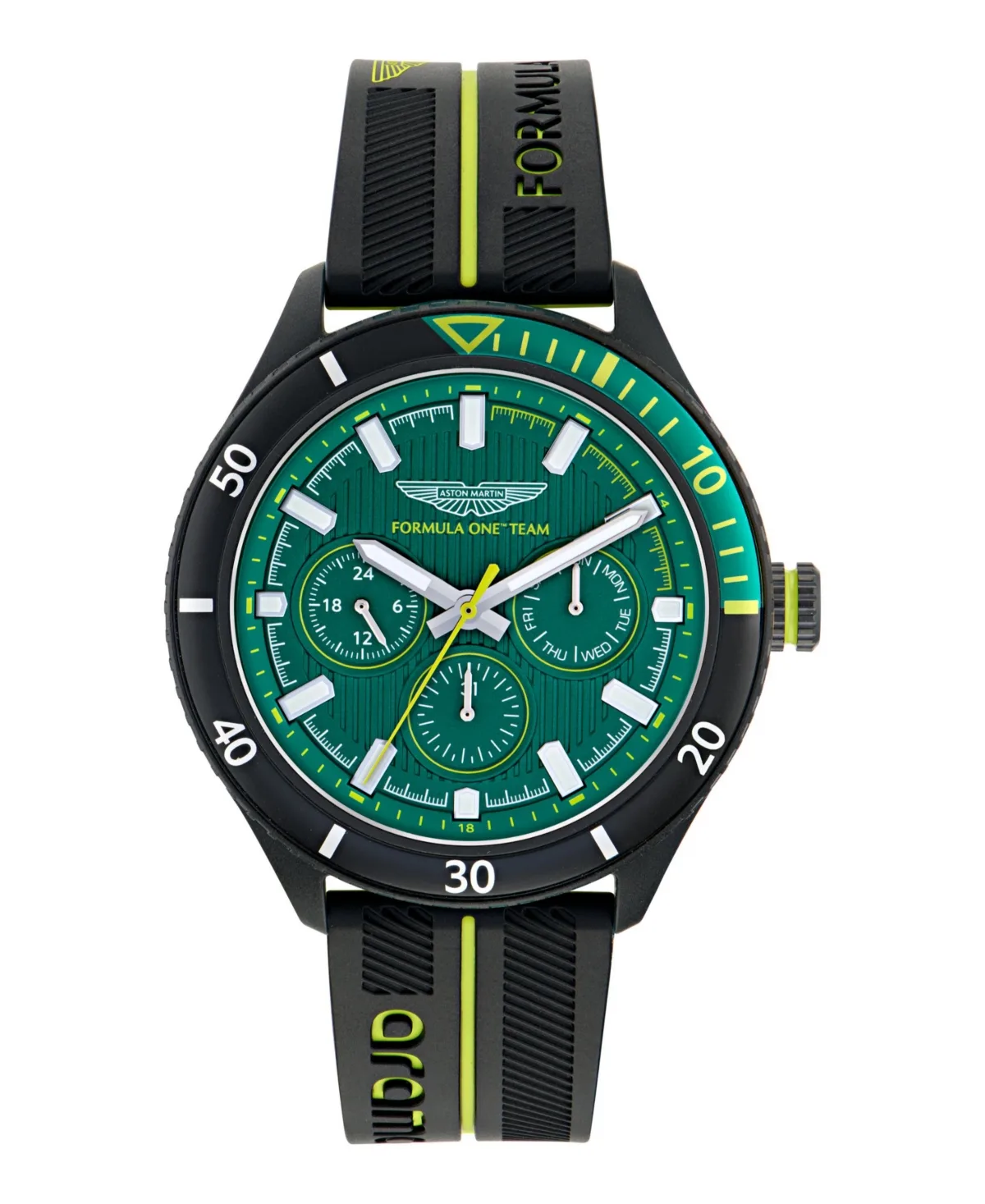 Aston Martin F1 Pit Multi Function Quartz Black Silicone Watch 46mm by Aston Martin F1
