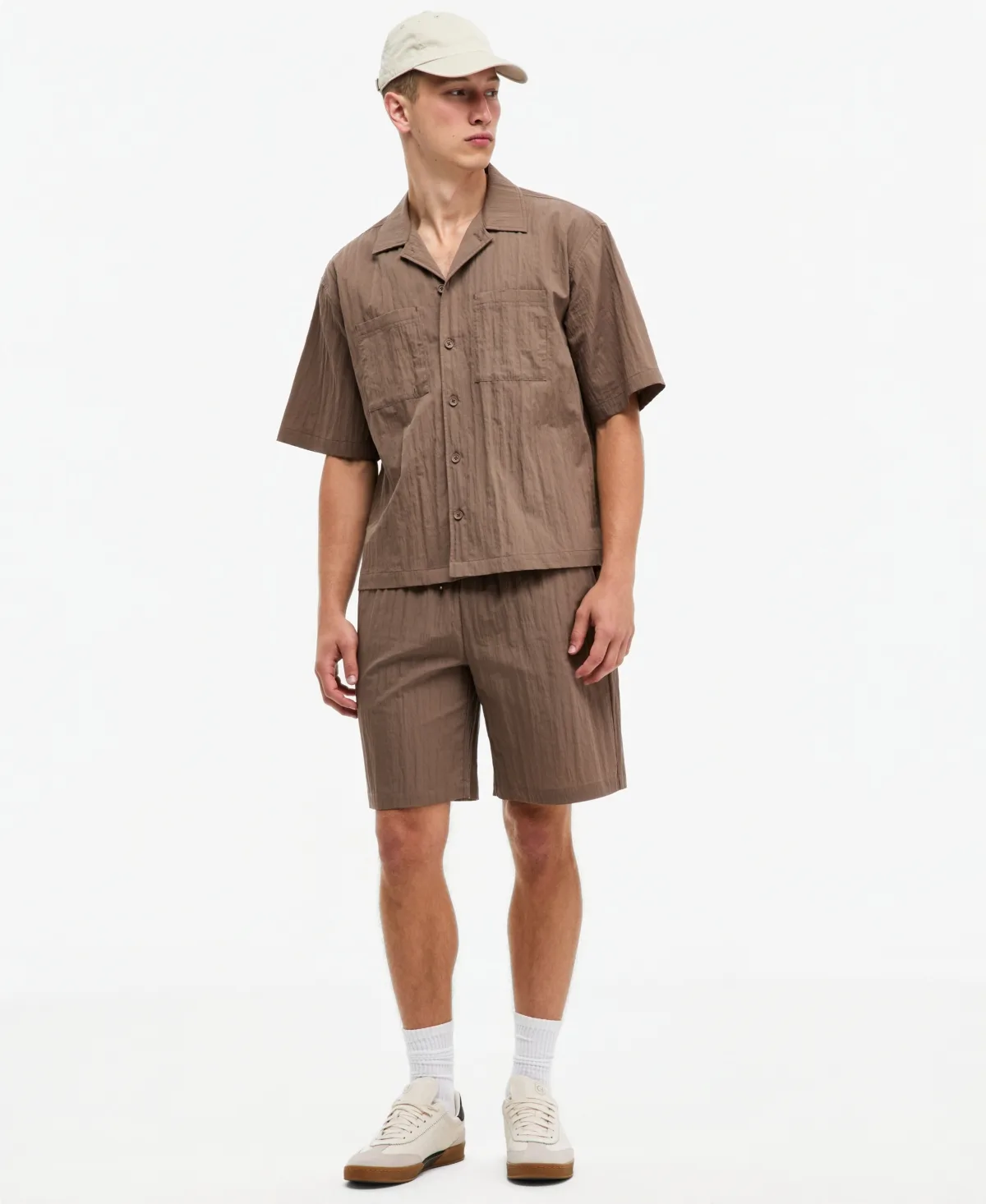Crinkled Pull-On Shorts, 9" Inseam by Mode of One