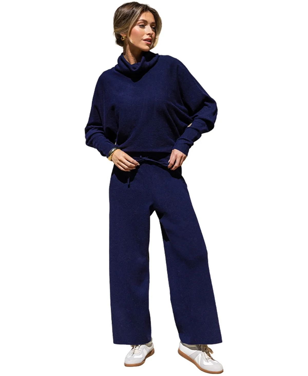 Lounge Turtleneck Top and Wide-Leg Pants, 2-Piece Set by Cupshe