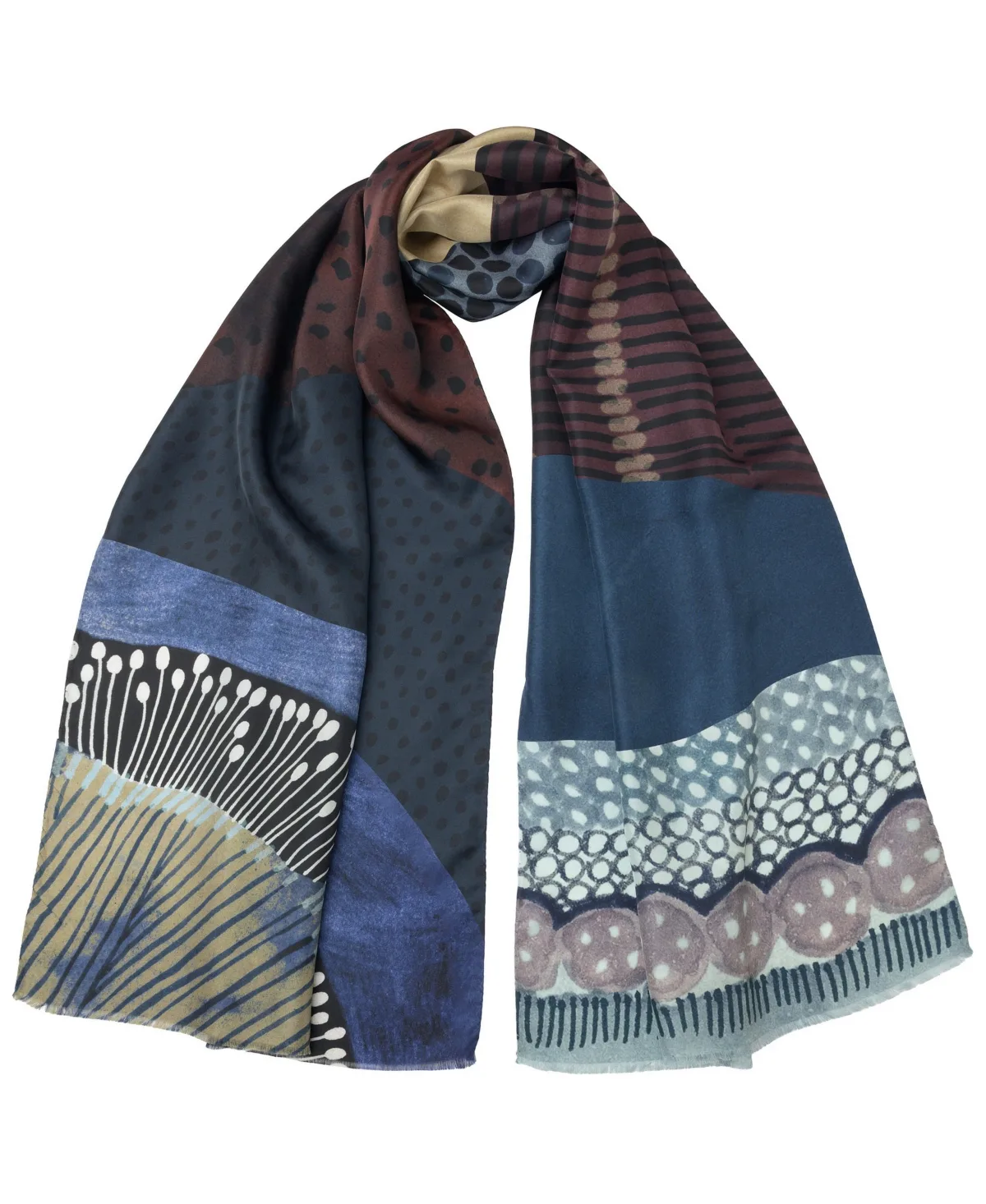 Elisa Abstract-Floral Silk-Twill Scarf by Elizabetta