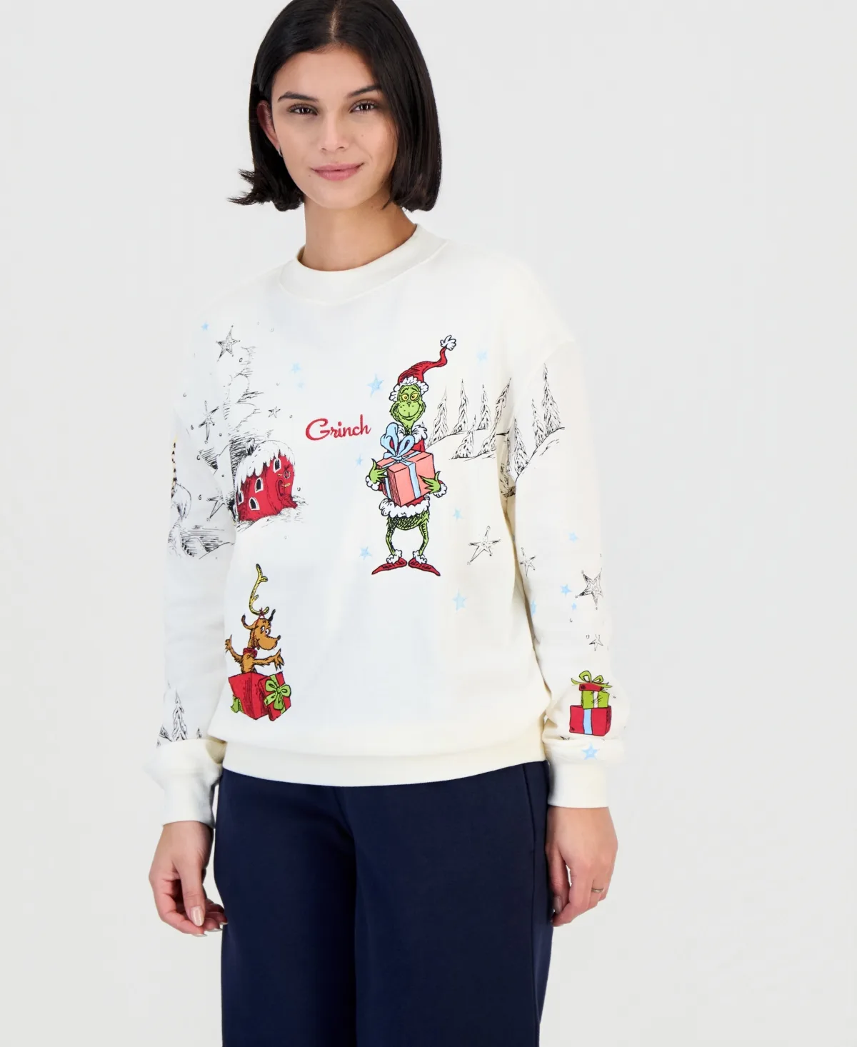 Mock Neck Grinch Graphic Sweatshirt by Dr Seuss