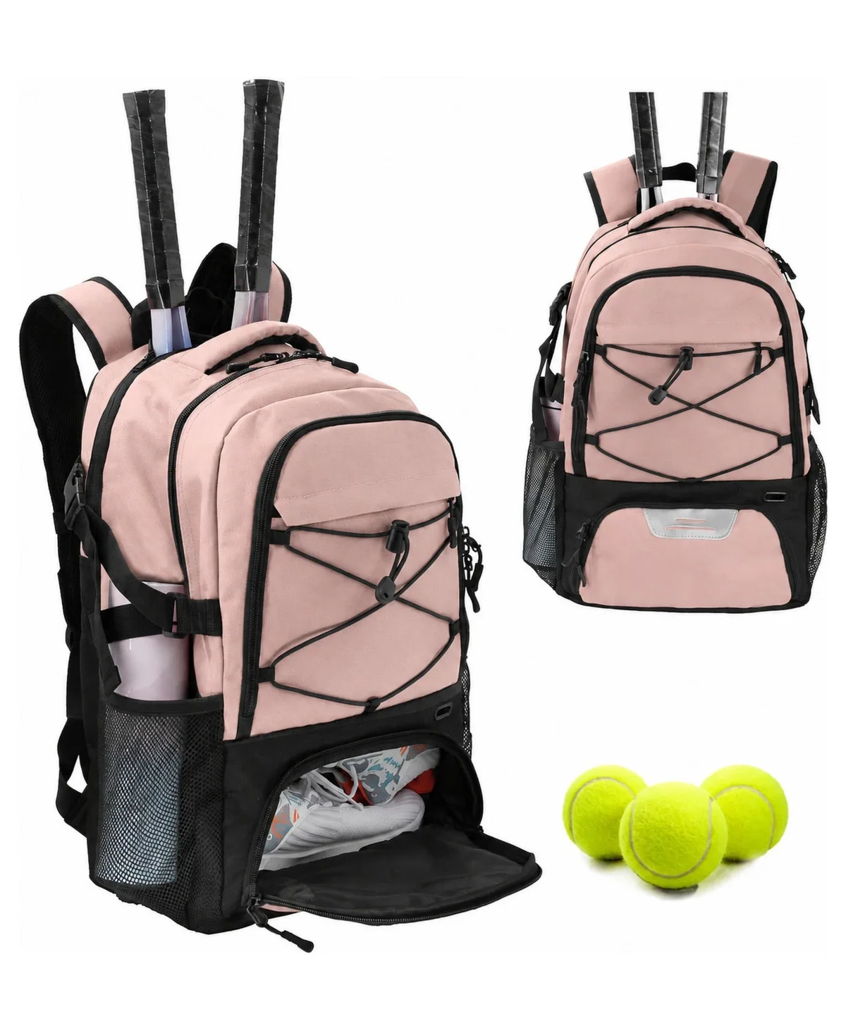 Large Tennis Racket Backpack with Ventilated Shoe Compartment Padded Rackets Holders by Peneyon