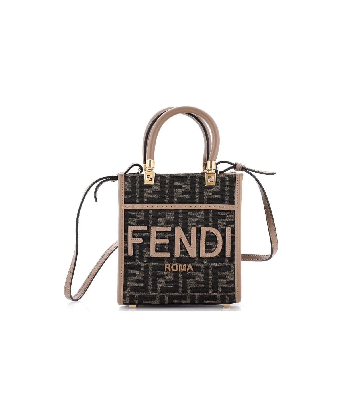 Pre-Owned Mini Sunshine Shopper Tote Zucca Canvas by FENDI