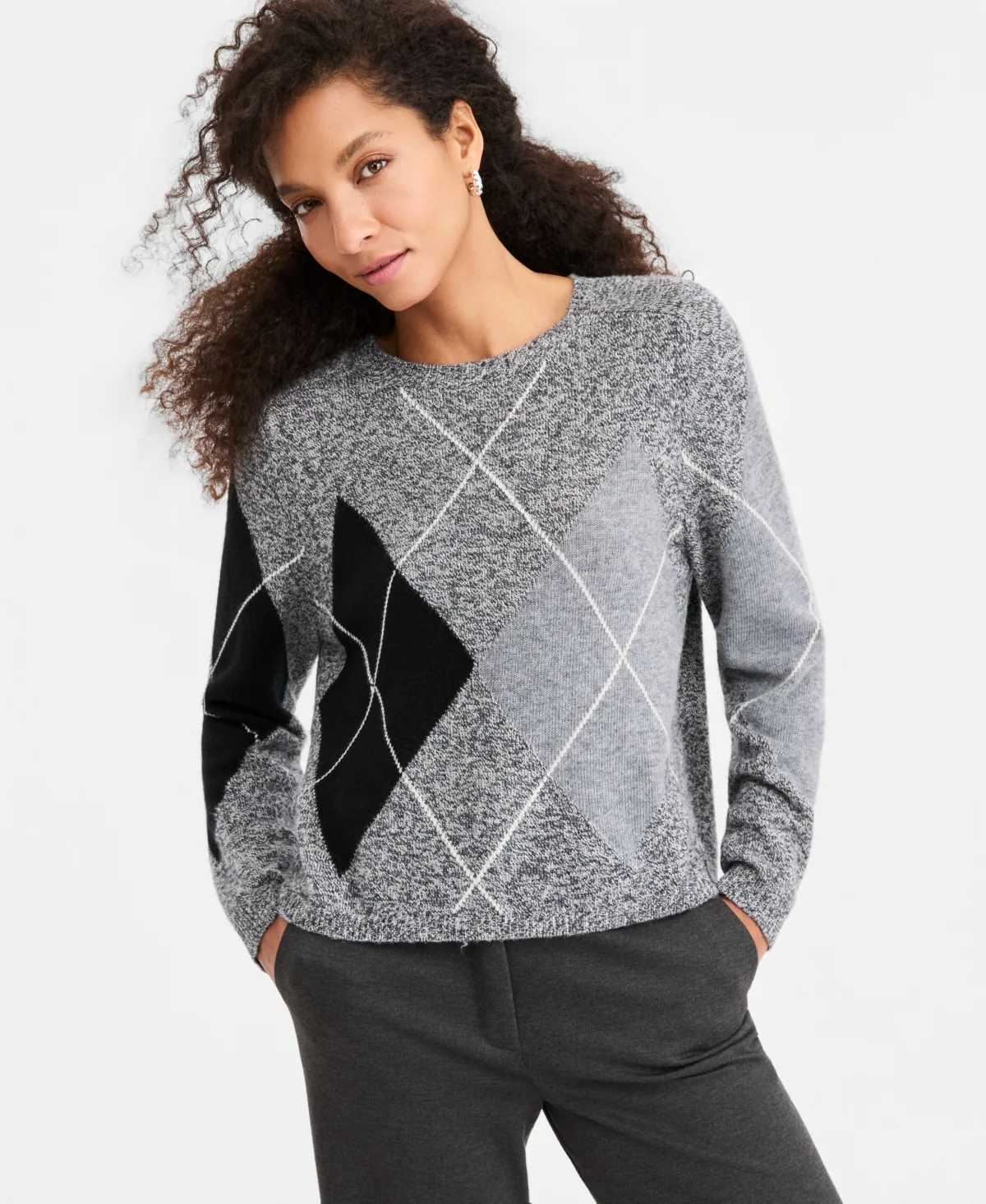 Long-Sleeve Argyle Wool-Blend Sweater by Emme Marella