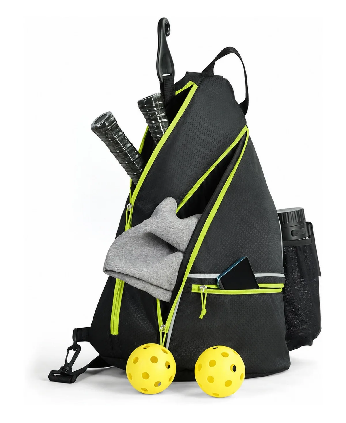 Large Capacity Pickleball Bag with Fence Hook Multi Pockets Adjustable Strap by Peneyon