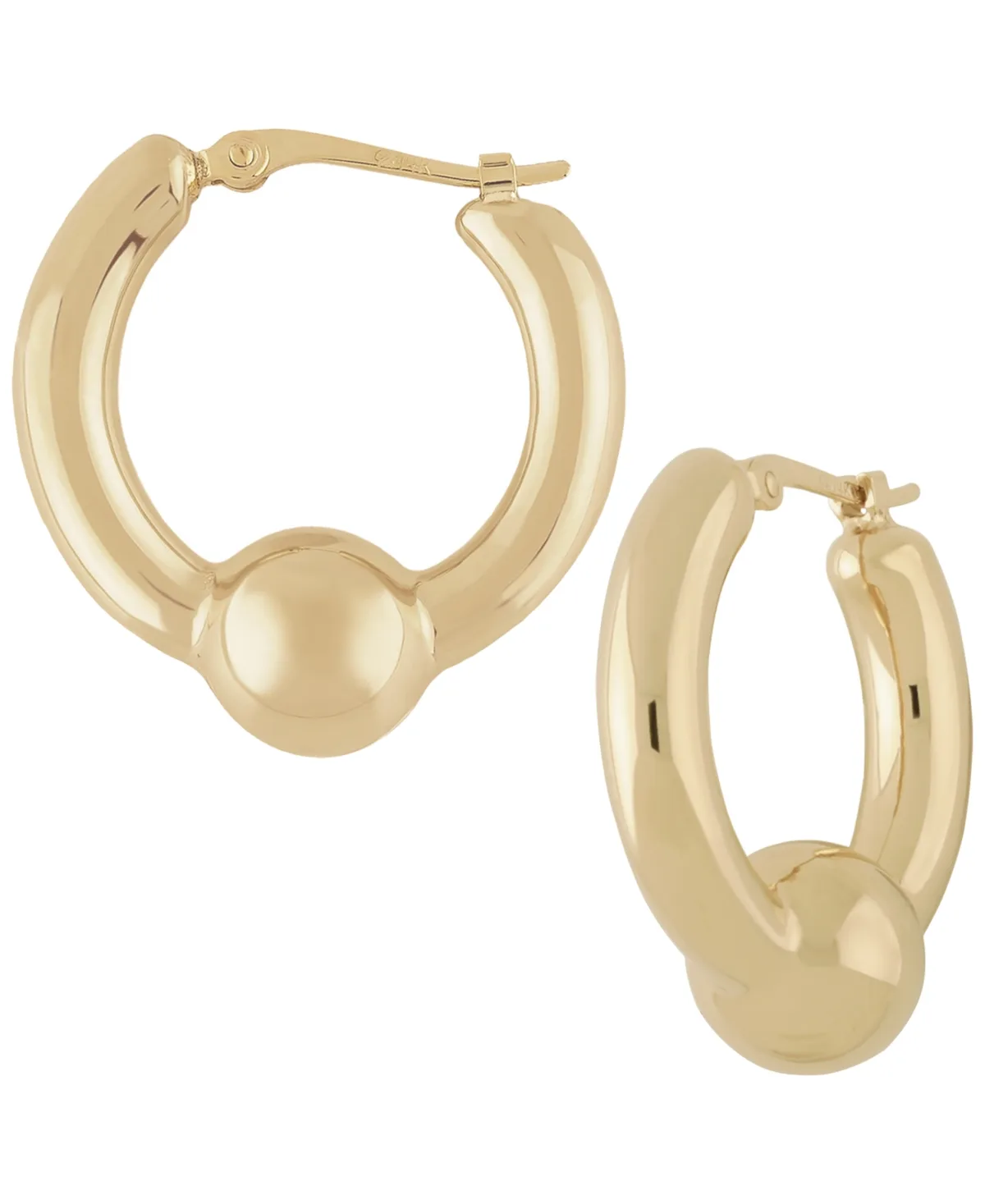 Sculptured Tube Hoop with Ball Earrings in 14k Yellow Gold by Macy's