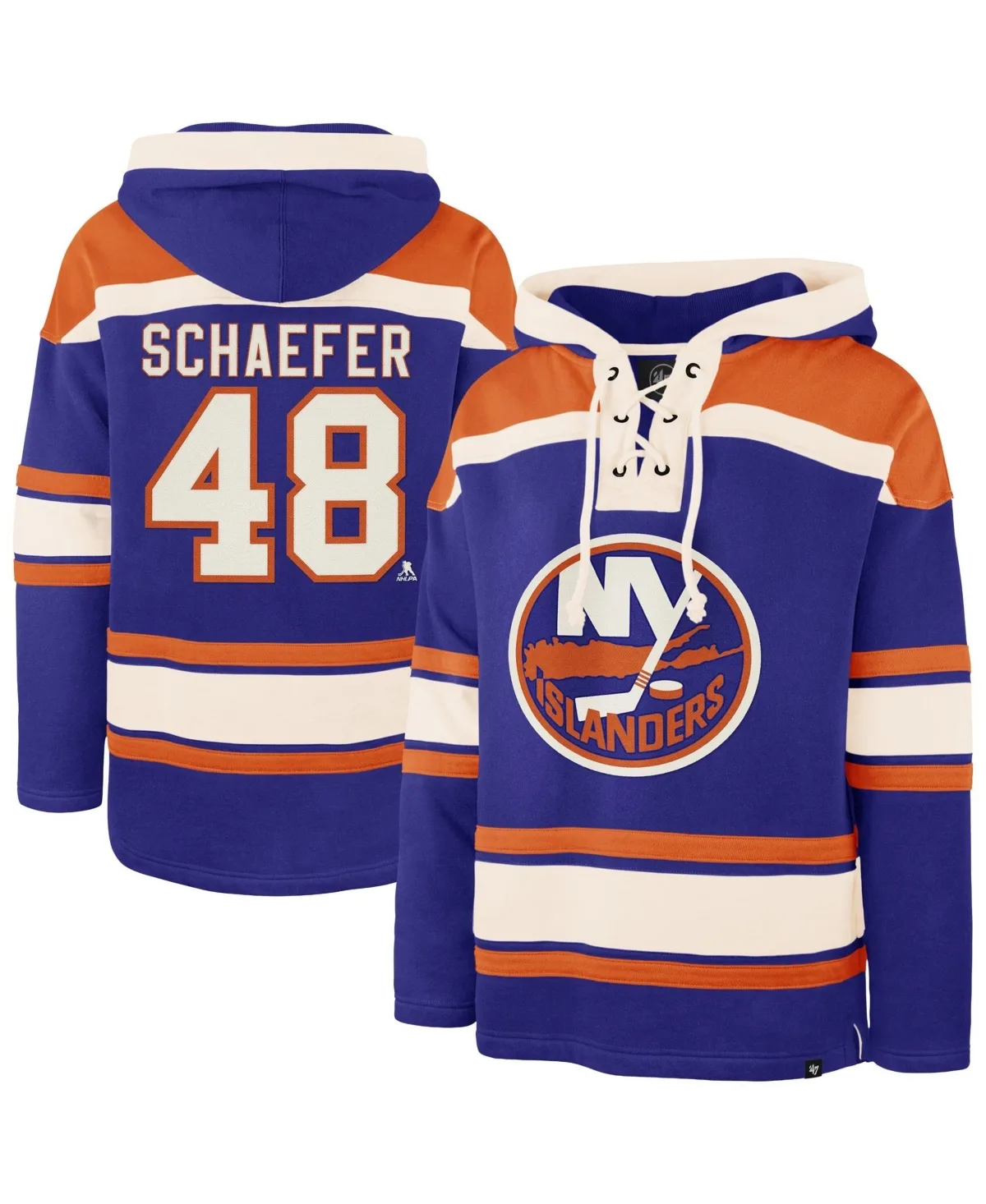 Matthew Schaefer New York Islanders Player Name & Number Lacer Hoodie