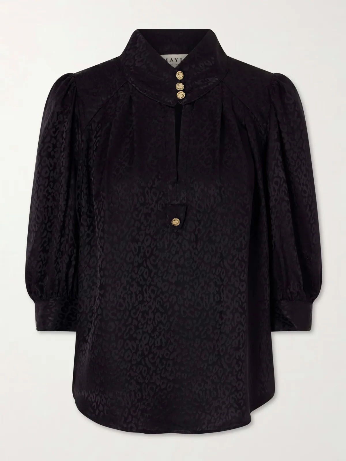 - Papisoleil Silk-satin Jacquard Blouse -