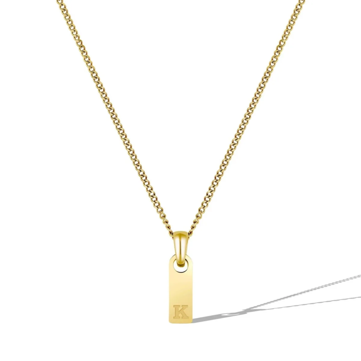 Gold Initial Tag Necklace - K by Vincero