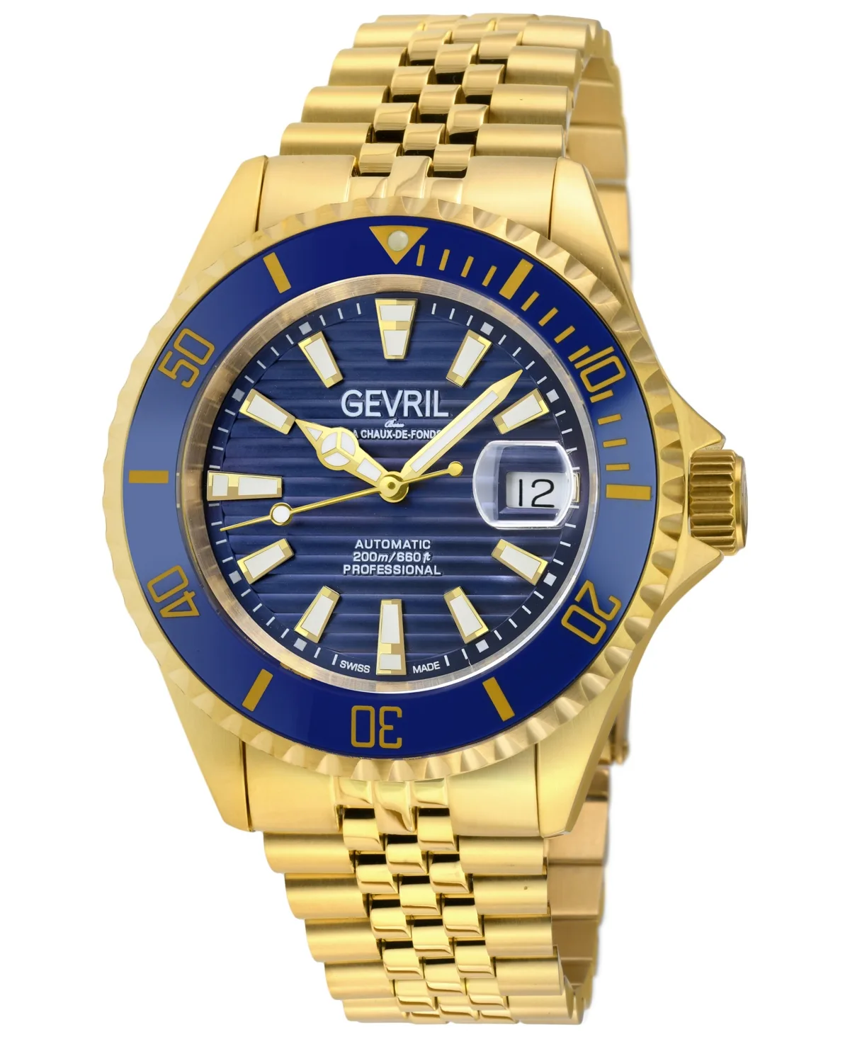 Chambers Swiss Automatic Gold-Tone Stainless Steel Watch 43mm by Gevril