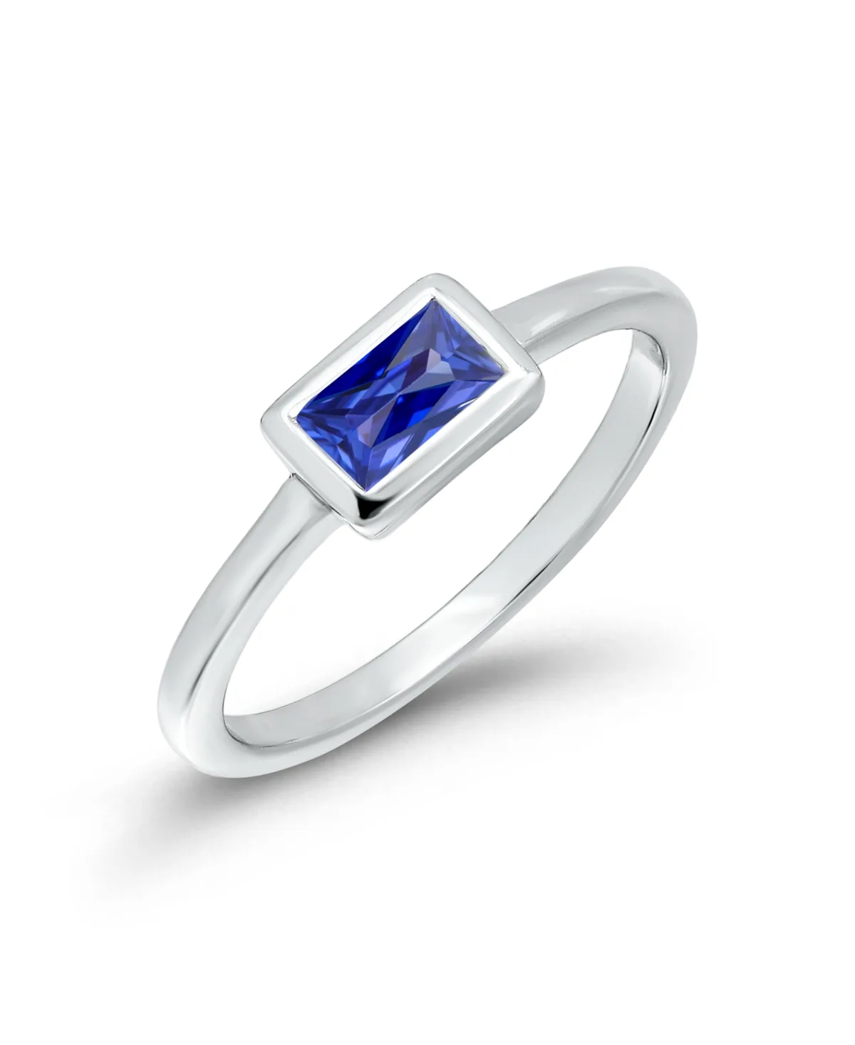 Silver-Tone Tanzanite Cubic Zirconia Baguette Ring by Macy's