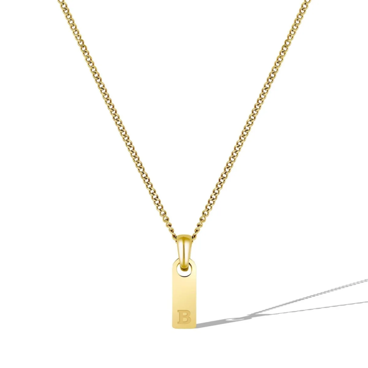 Gold Initial Tag Necklace - B by Vincero