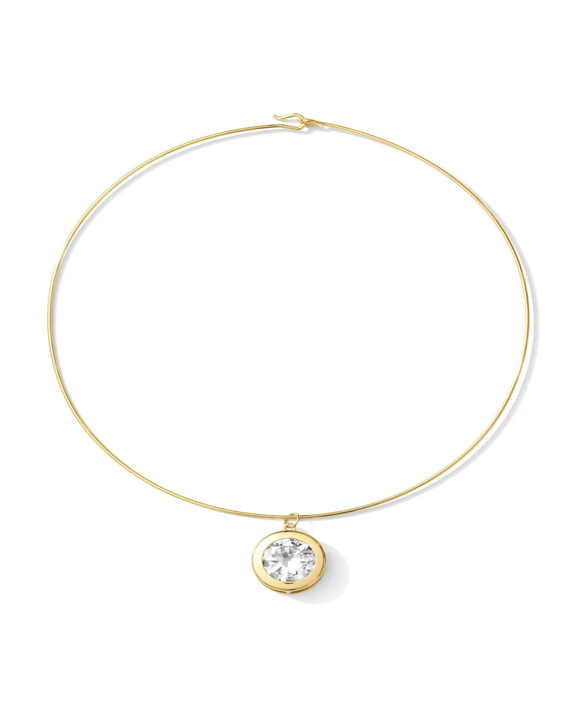 Large Round Bezel Paired on a Thin Collar Necklace by Alv Jewels