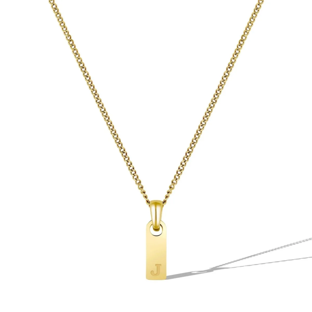 Gold Initial Tag Necklace - J by Vincero