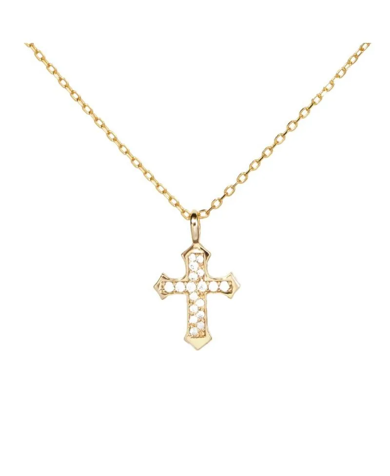 Sterling Silver 14K Gold Plated Evelyn Cross Pendant Necklace