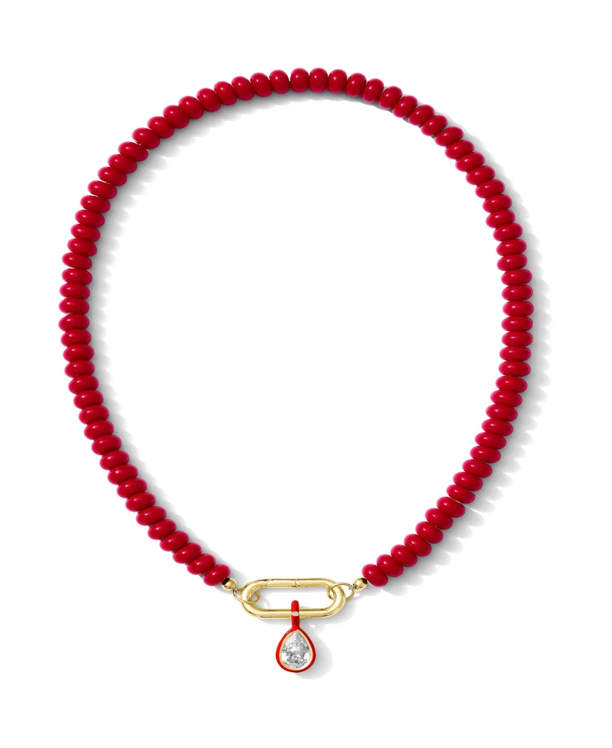 Cubic Zirconia and Dyed Jade Beaded Necklace by Alv Jewels