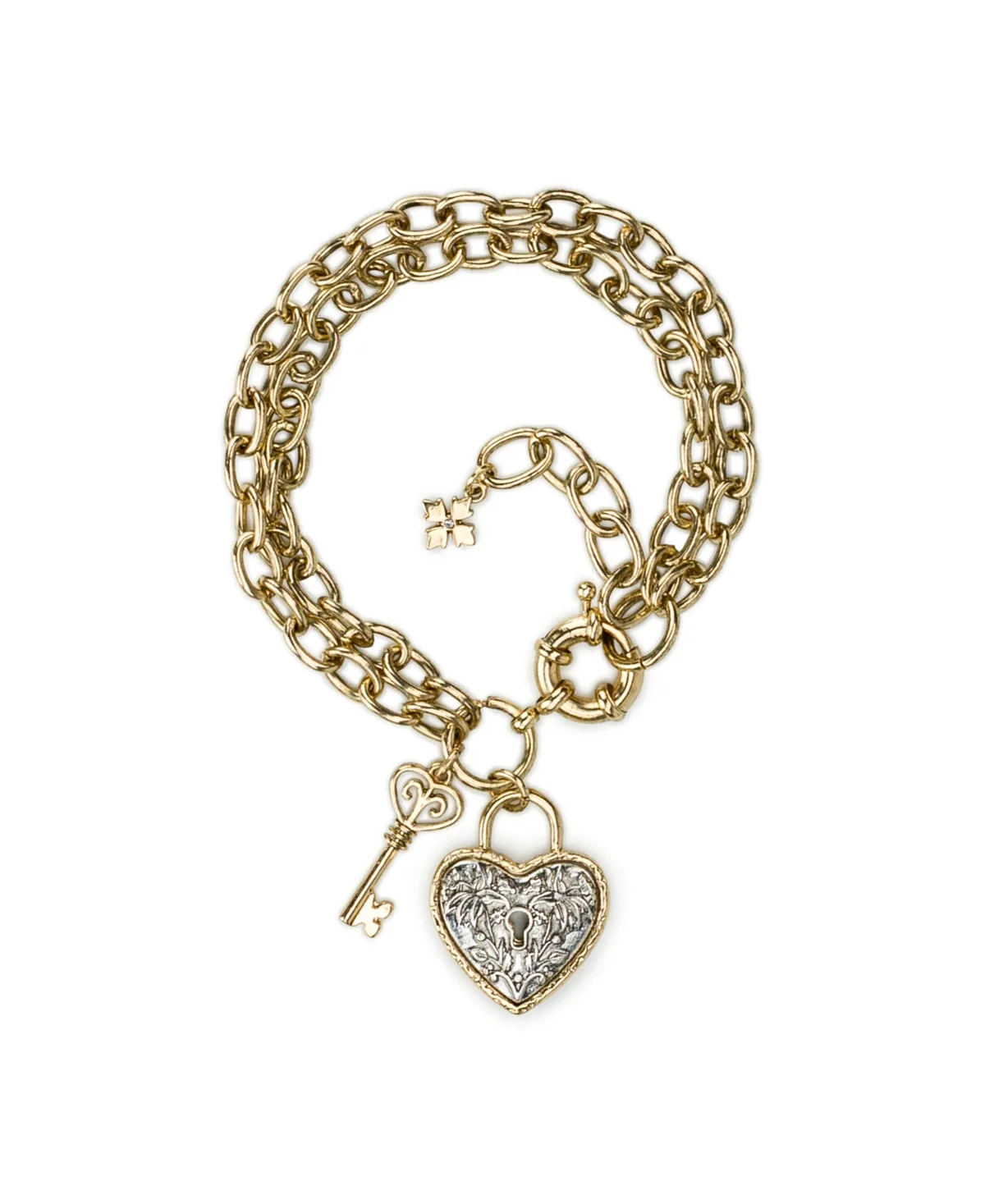 Two-Tone Double Chain Charm Bracelet by Patricia Nash