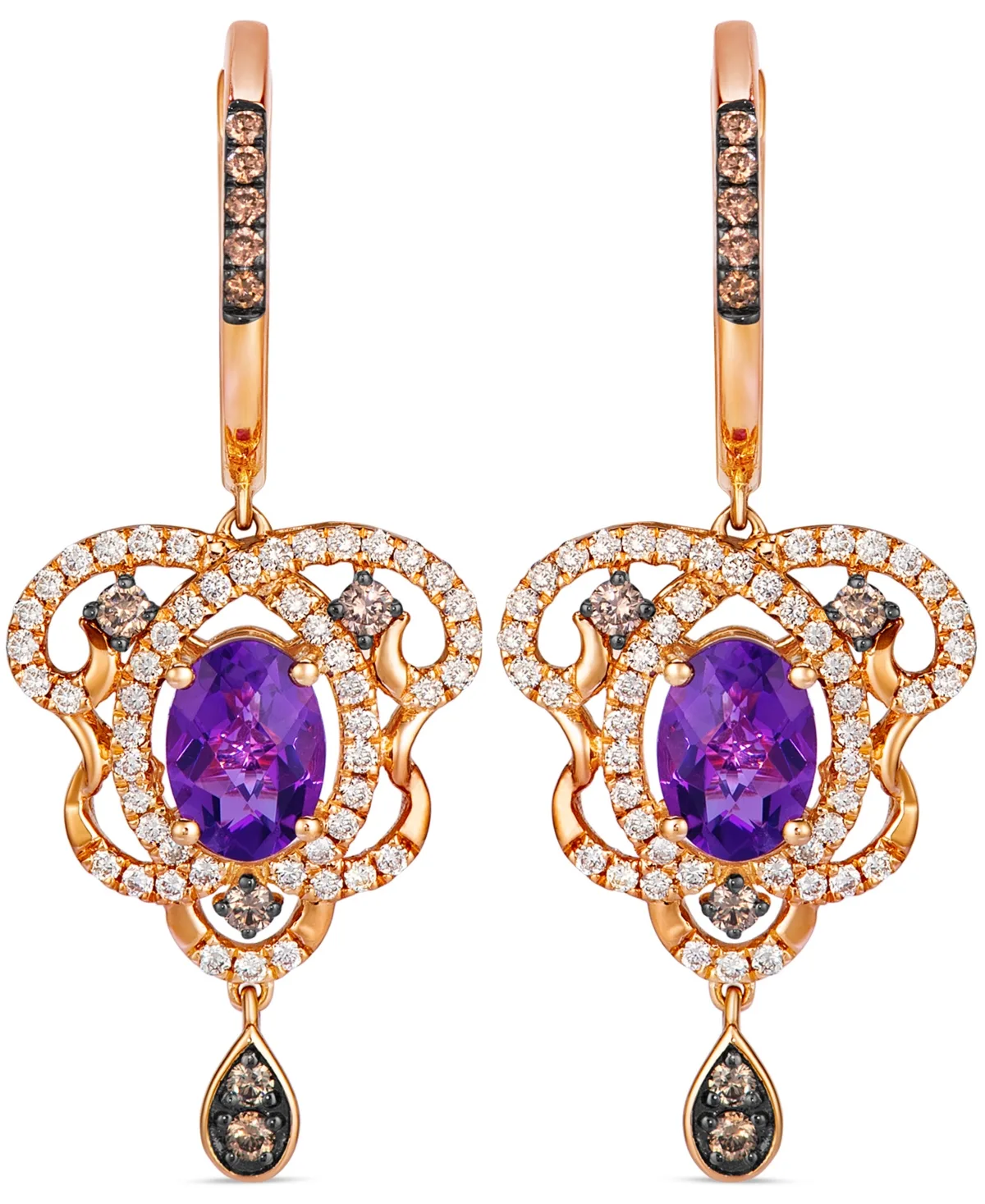 Chocolate Diamond Drop Earrings (3/4 ct. t.w.) in 14k Rose Gold by Le Vian