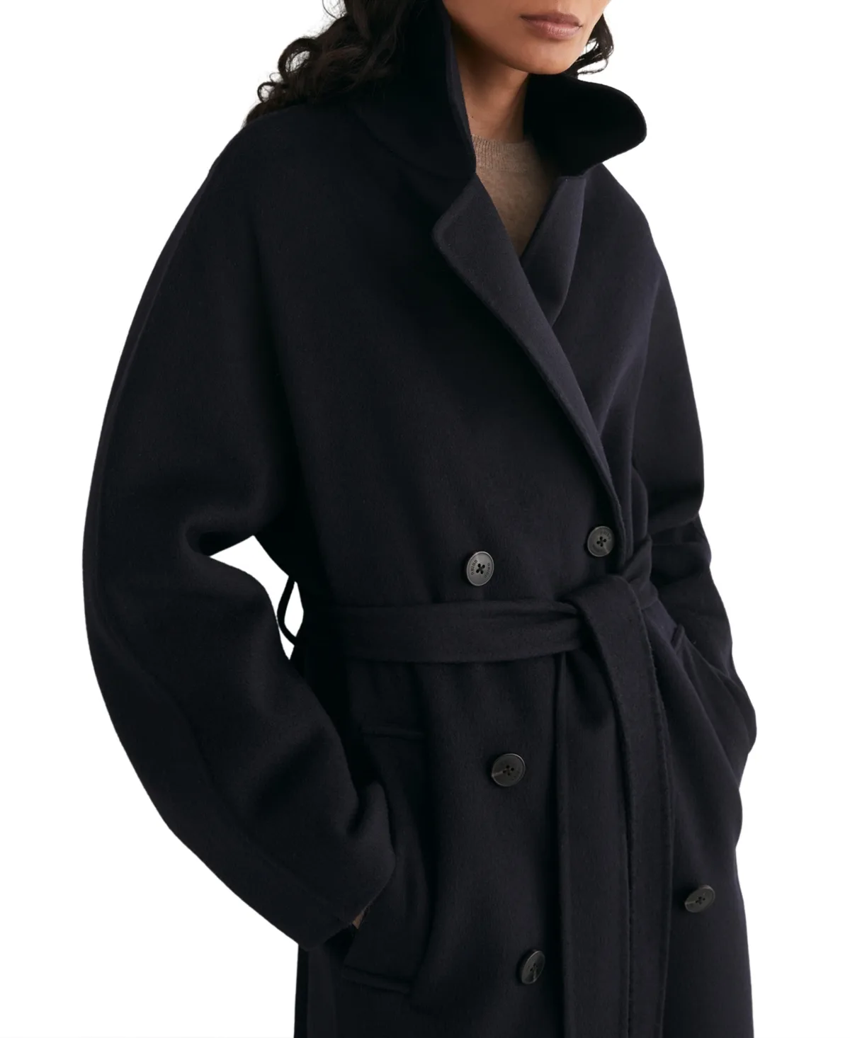 Lucia Wool-Blend Double-Breasted Long Coat