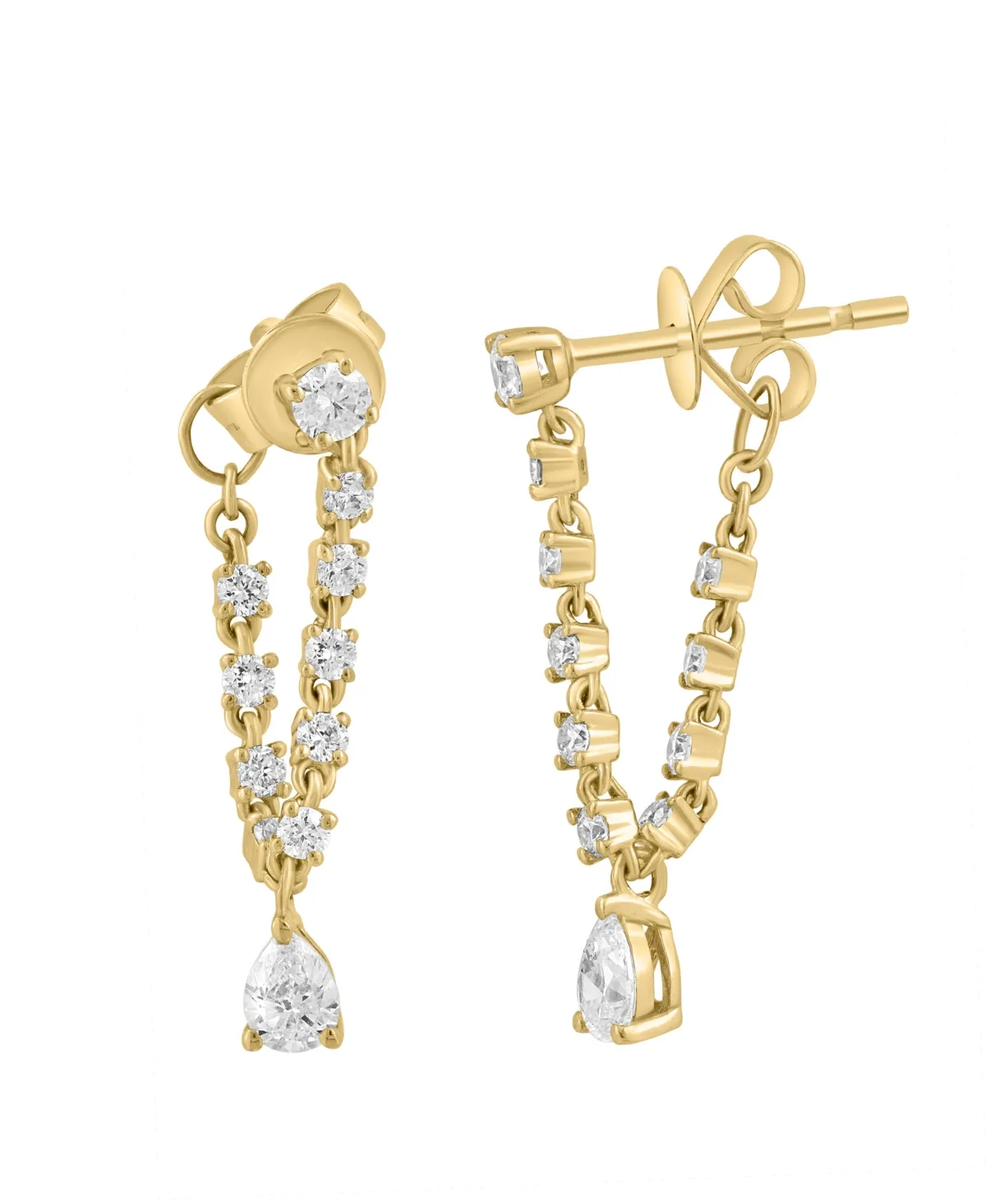 Lab-Grown Diamond Pear & Round Earrings (5/8 ct. t.w.) in 14k Yellow Gold