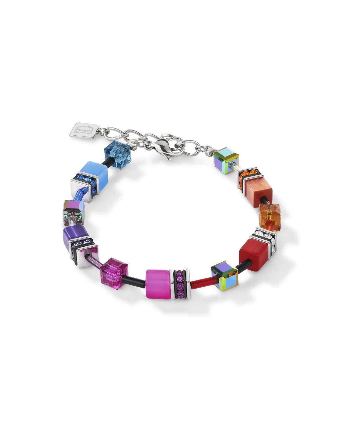 Multi-Stone Multicolor GeoCUBE Adjustable Beaded Bracelet by Coeur De Lion