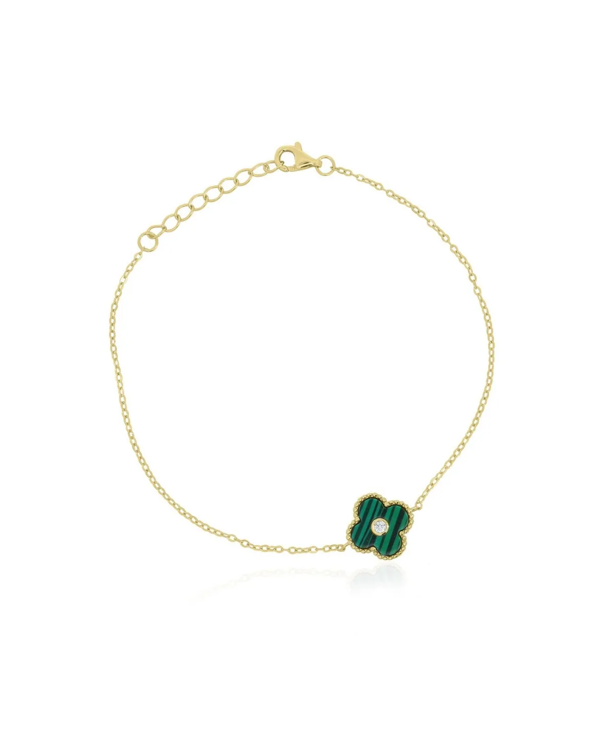 Malachite Cz Accent Adjustable Bracelet in 14k Gold-Plated Sterling Silver by The Lovery