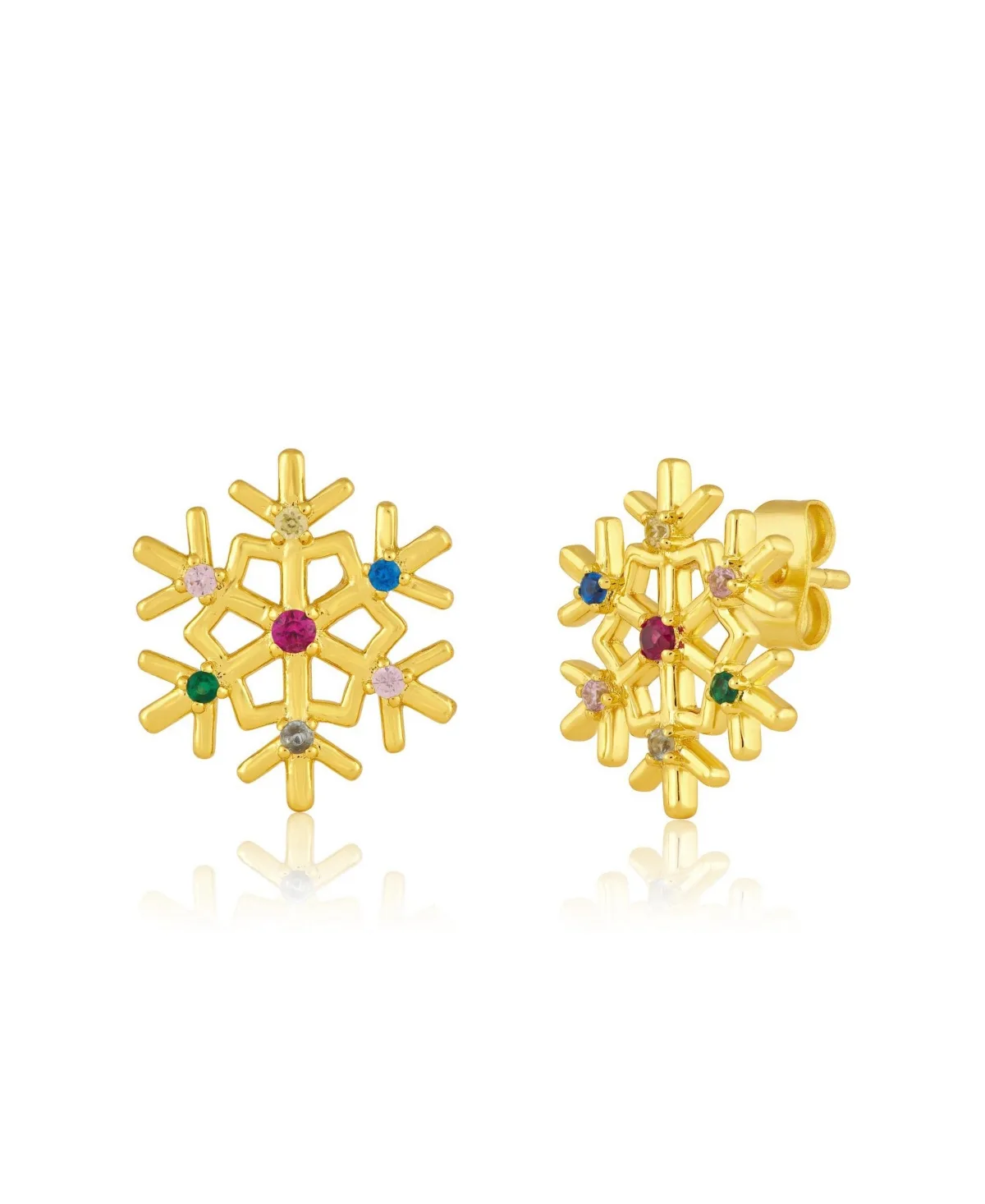 Multi-Color Cubic Zirconia Snowflake Studs by Simona