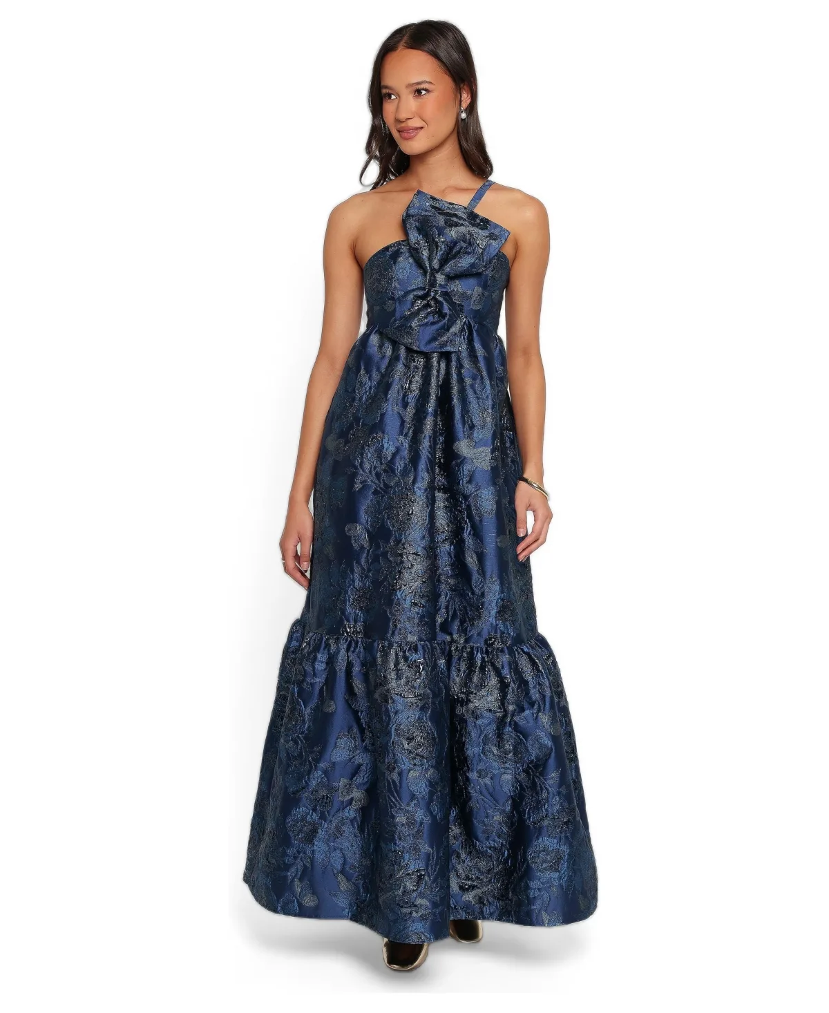 Betina One-Shoulder Bow-Front Maxi Dress