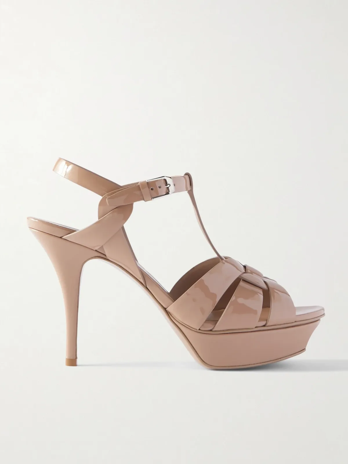 - Tribute Woven Patent-leather Platform Sandals -