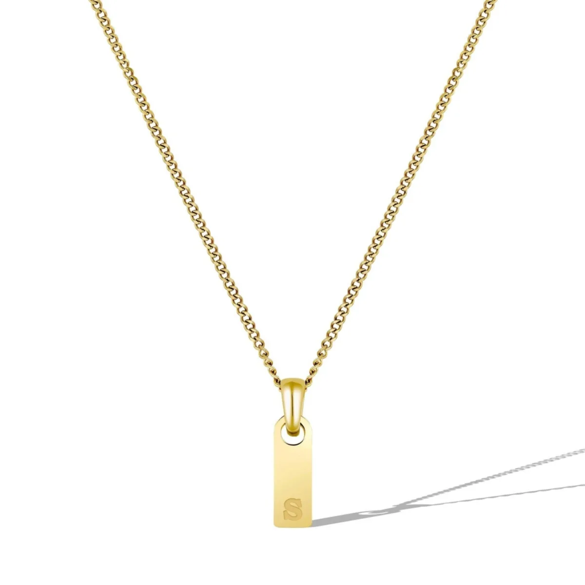 Gold Initial Tag Necklace - S