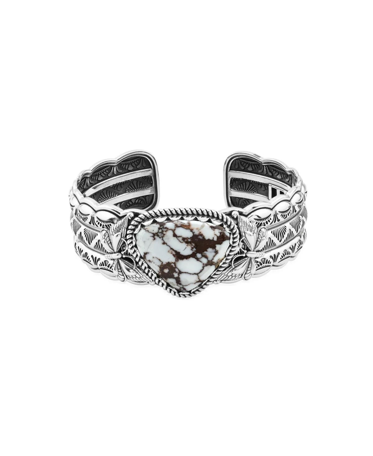 Hinged Butterfly Wild Horse Magnesite Cuff Bracelet in Sterling Silver by American West Jewelry
