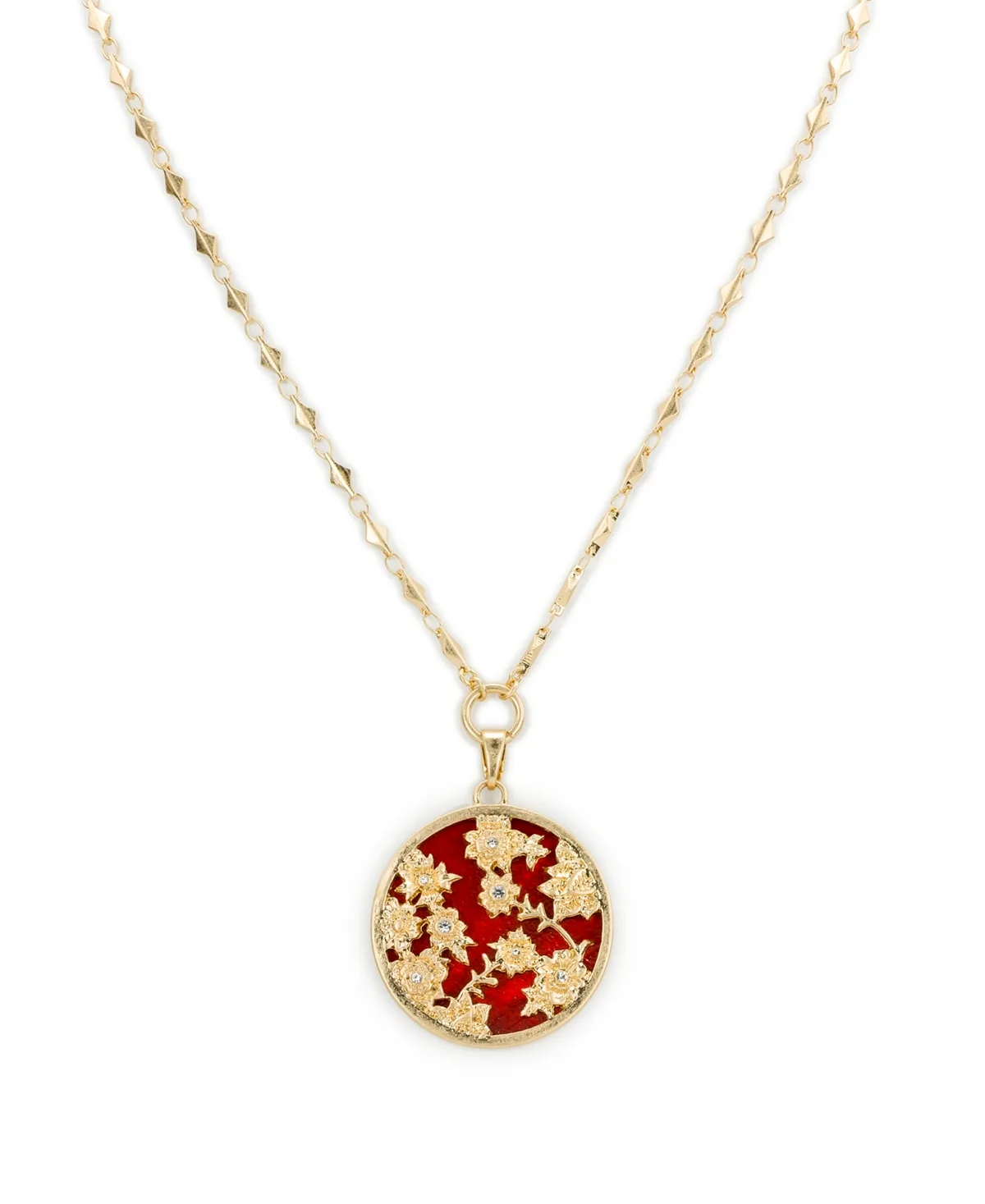 Gold-Tone Round Floral Pendant Necklace by Patricia Nash