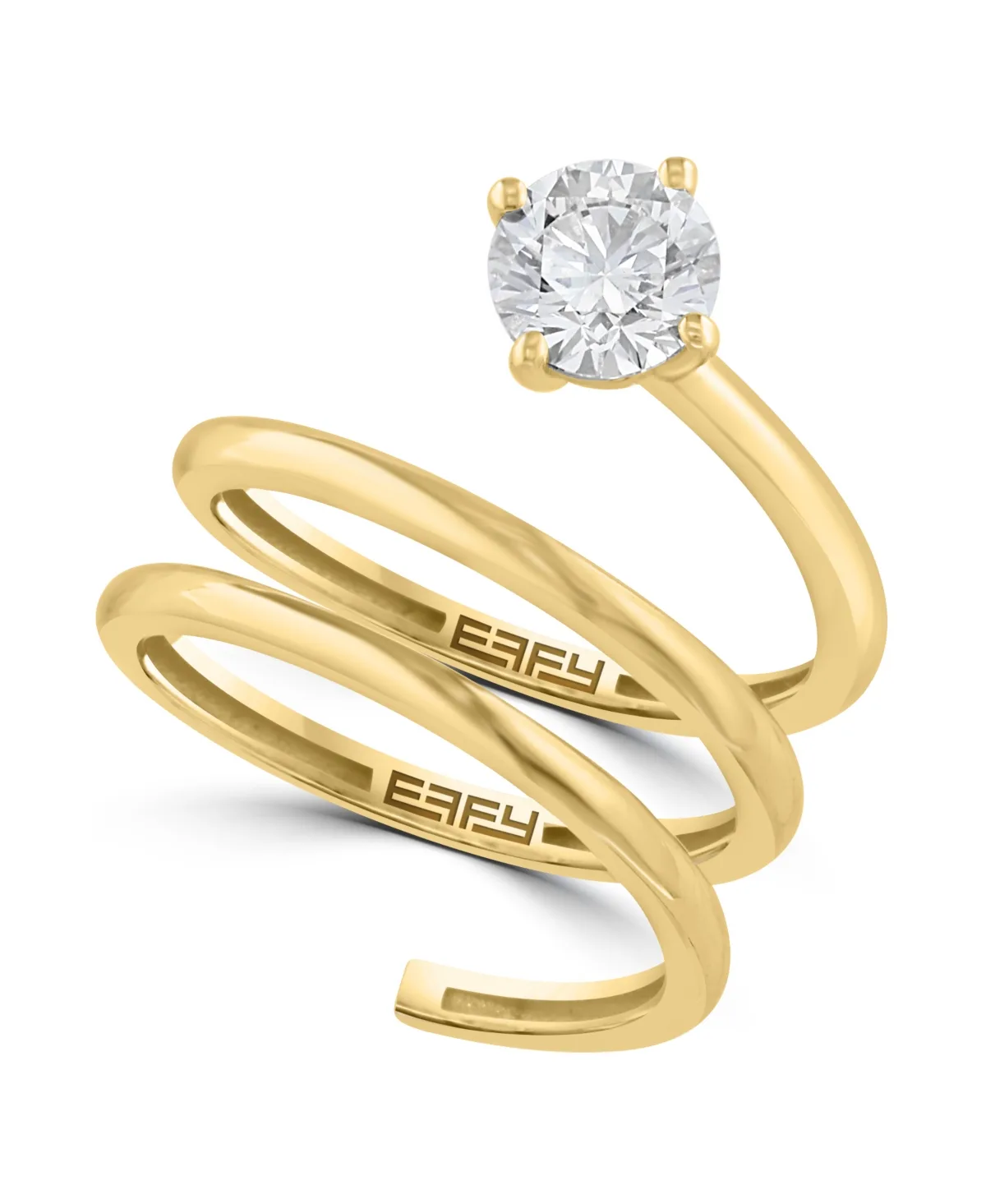 Lab-Grown Diamond Solitaire Round Ring (1 ct. t.w.) in 14k Yellow Gold by Effy Collection