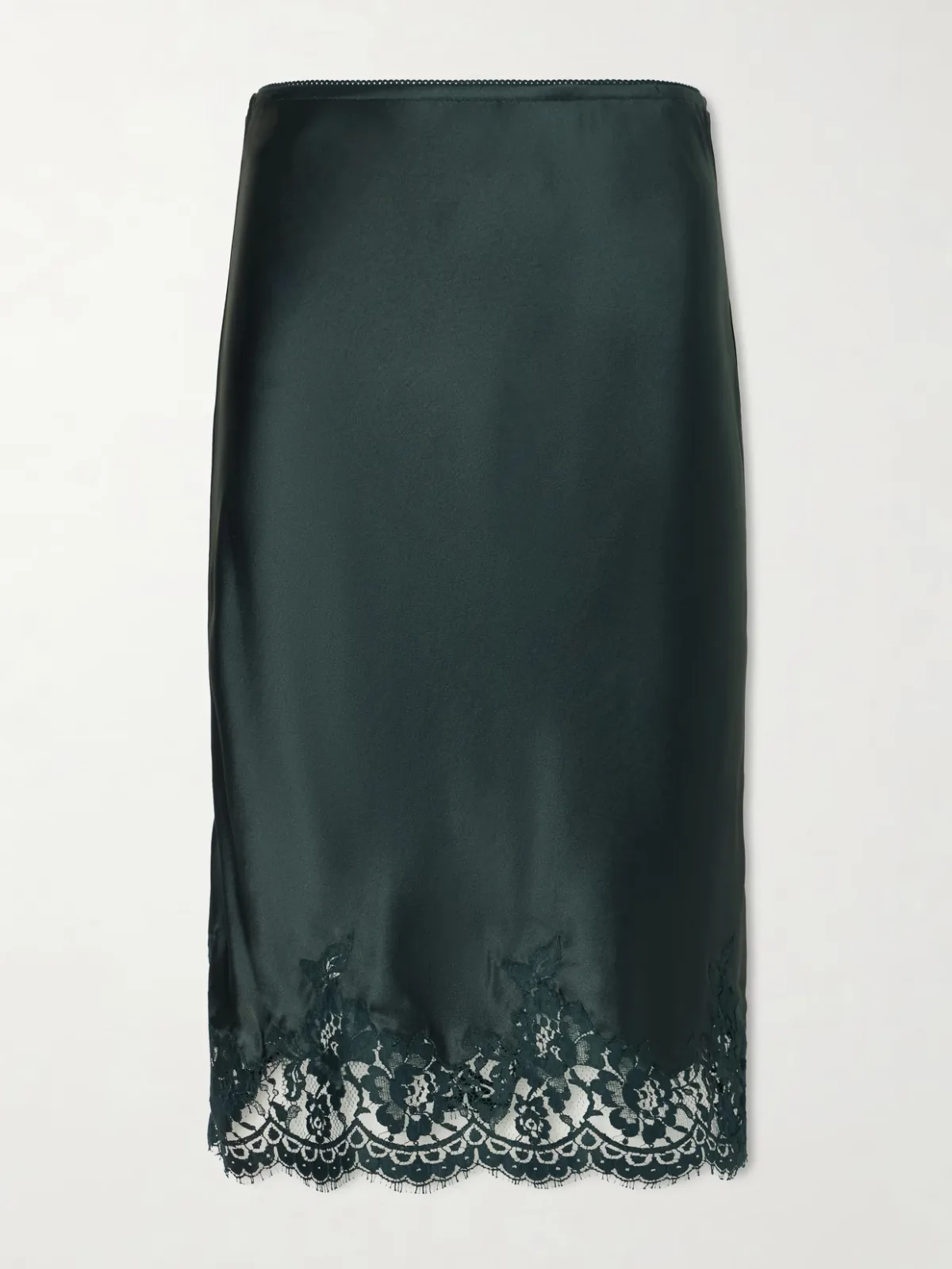 Lace-Trimmed Silk-Satin Skirt