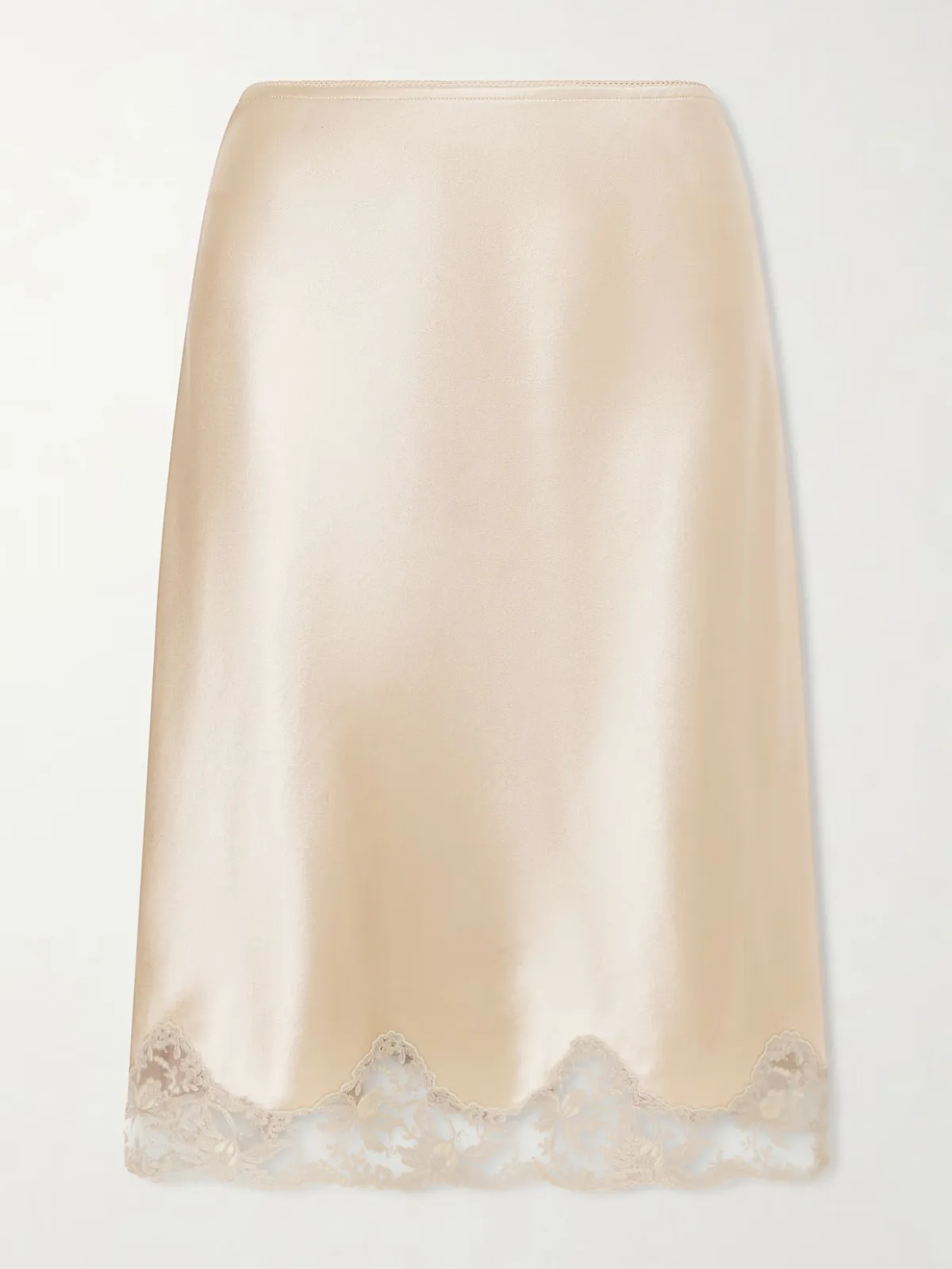 - Lace-trimmed Silk-satin Skirt -
