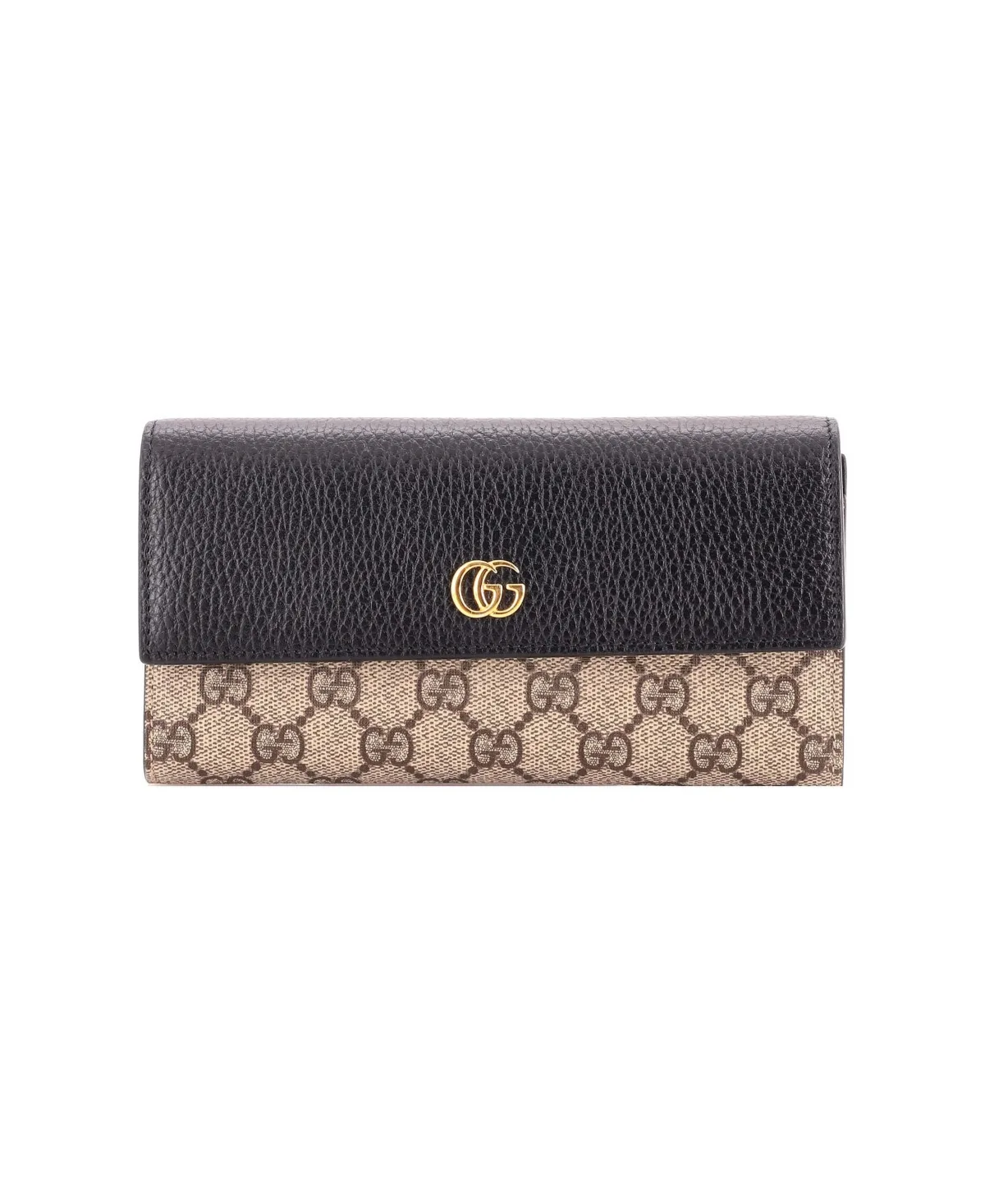 Pre-Owned Gucci Long Gg Marmont Continental Wallet Gg Coated Canvas and Leather