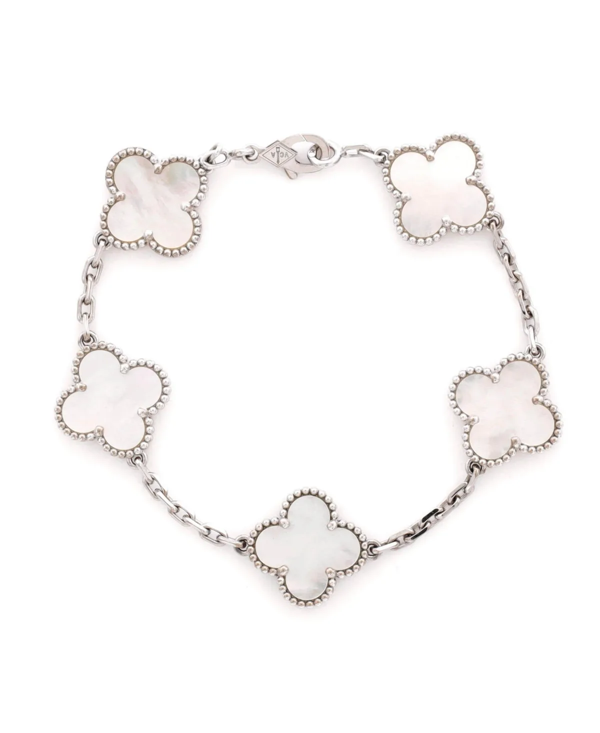 Pre-Owned Van Cleef & Arpels Vintage Alhambra 5 Motifs Bracelet - 18k White Gold by Pre Owned Van Cleef & Arpels