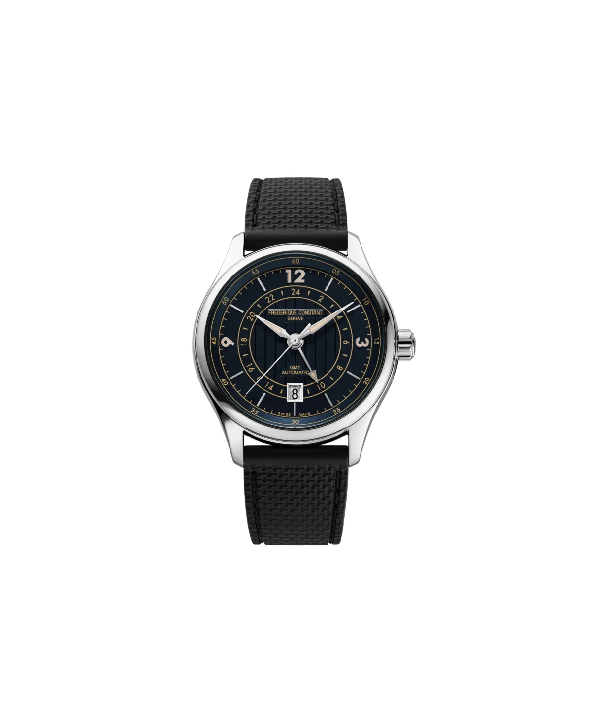 Swiss Automatic Runabout Black Rubber Strap Watch 42mm by Frederique Constant