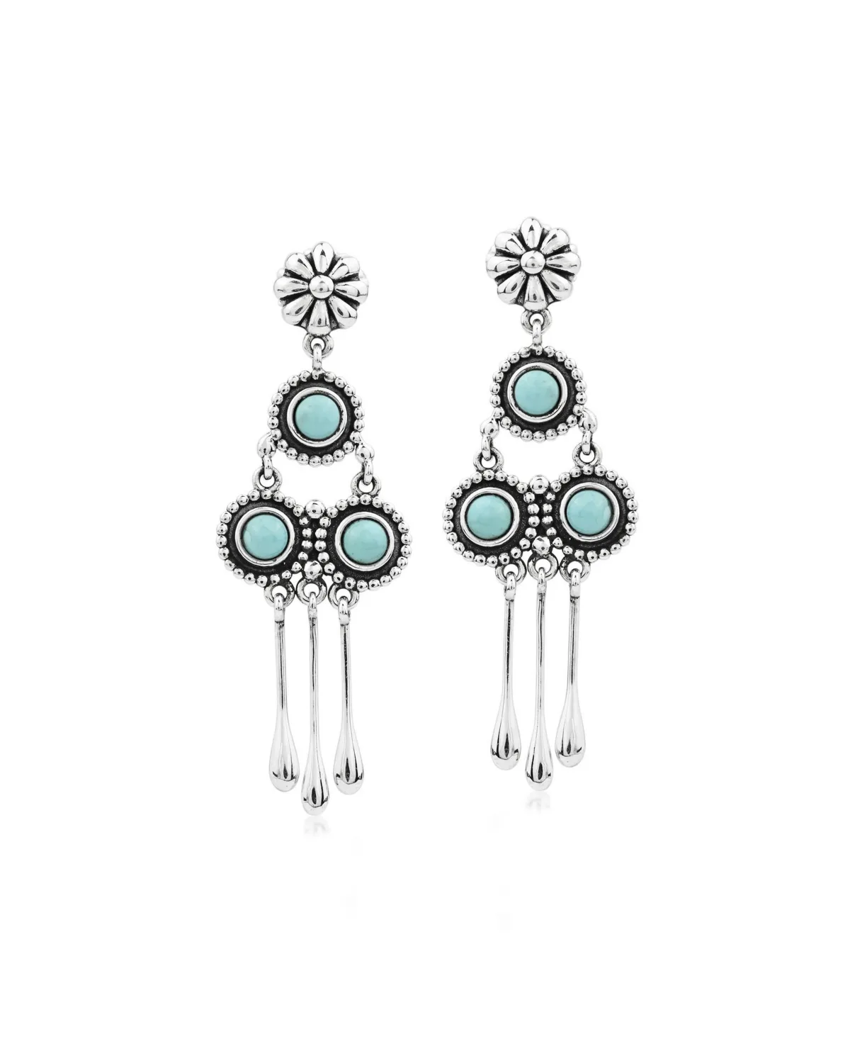 Concha Chandelier Earrings in Sterling Silver by American West Jewelry
