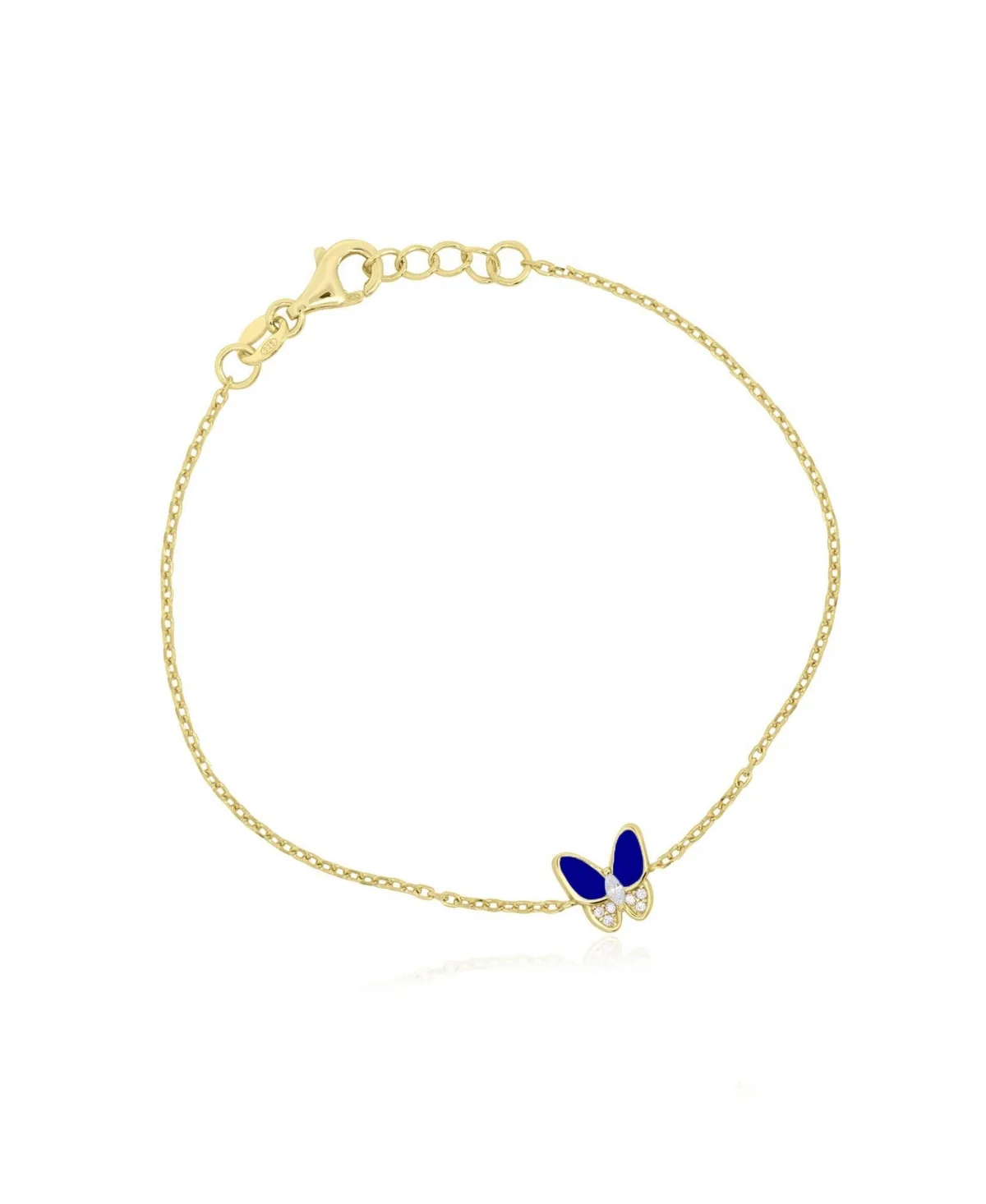 Adjustable Lapis and Cubic Zirconia Butterfly Bracelet by The Lovery