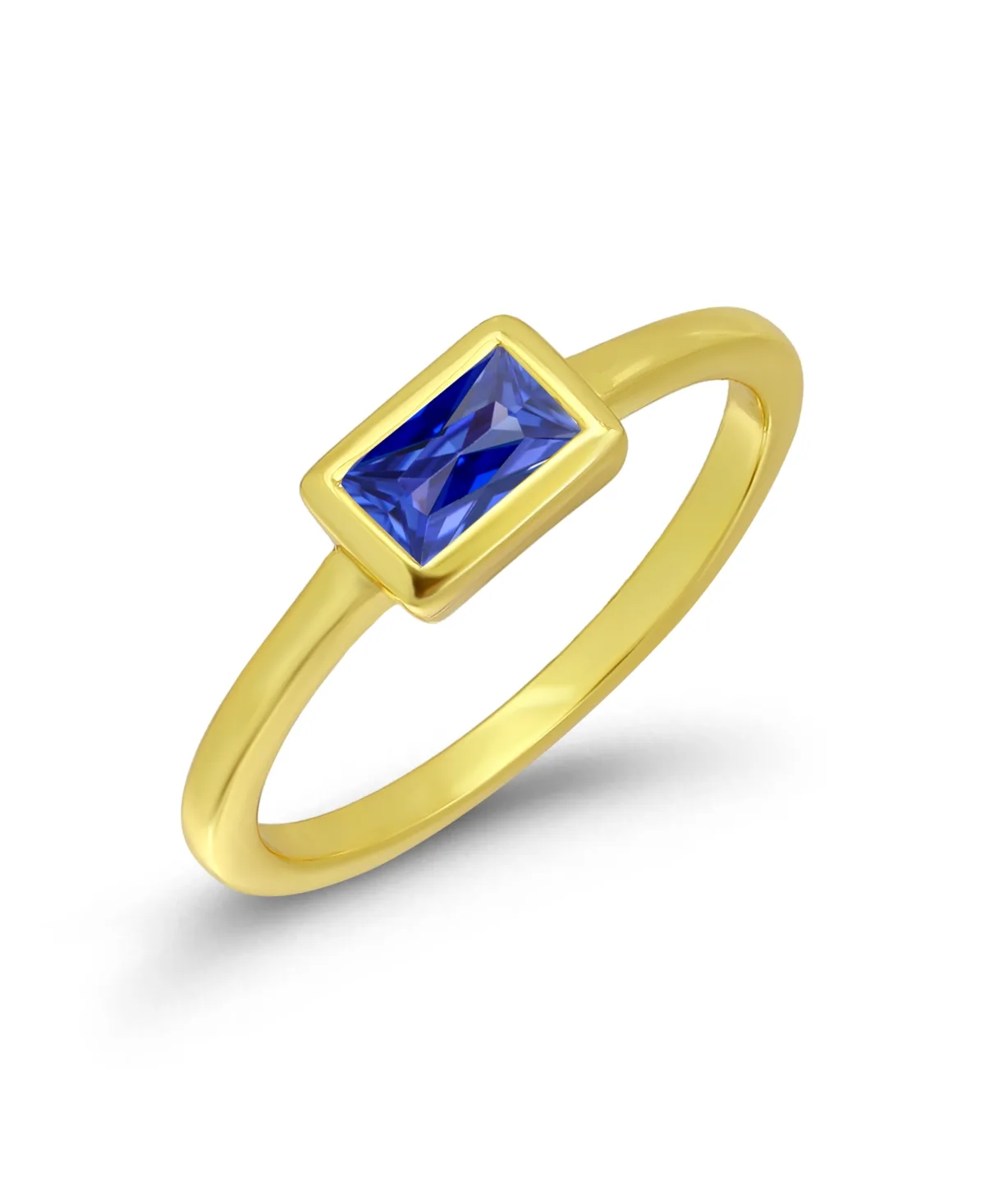 Gold-Plated Cubic Zirconia Tanzanite Baguette Stackable Ring