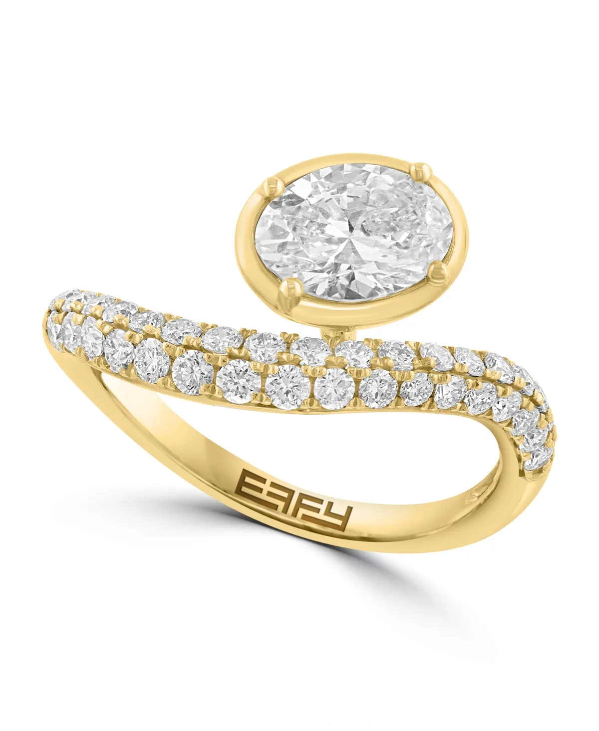 Lab-Grown Diamond Oval Ring (1-1/2 ct. t.w.) in 14k Yellow Gold by Effy Collection
