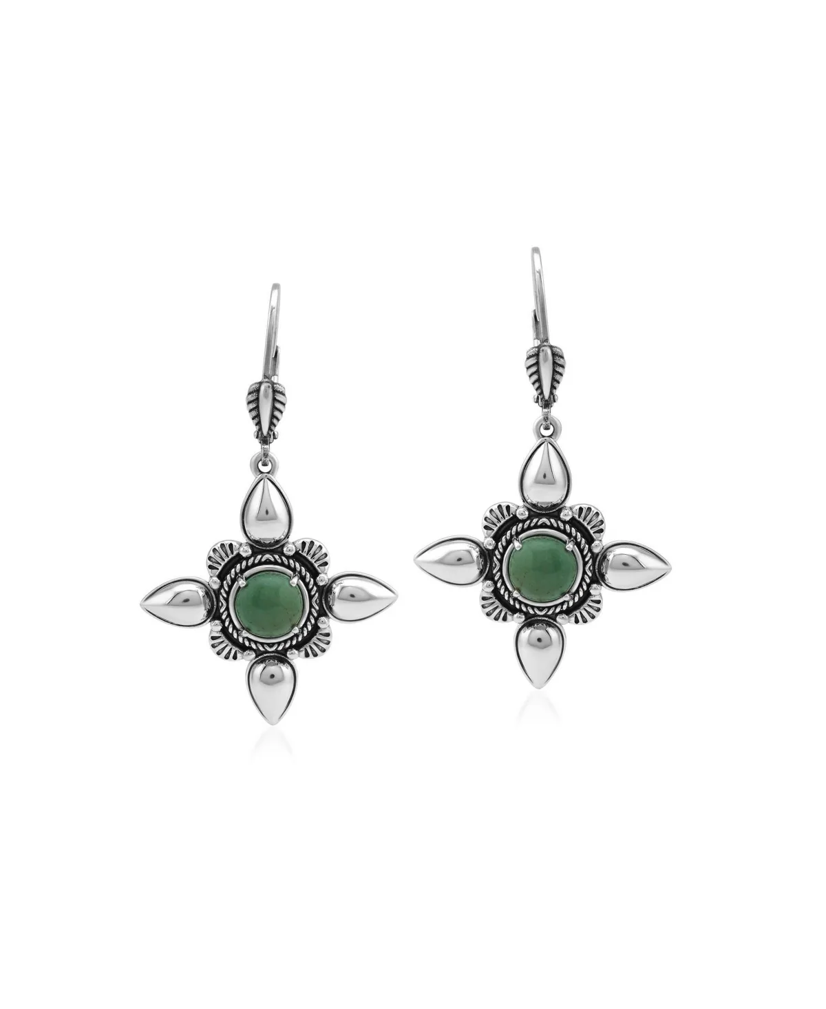 Compass Star Dangle Earrings (7mm) in Sterling Silver by American West Jewelry