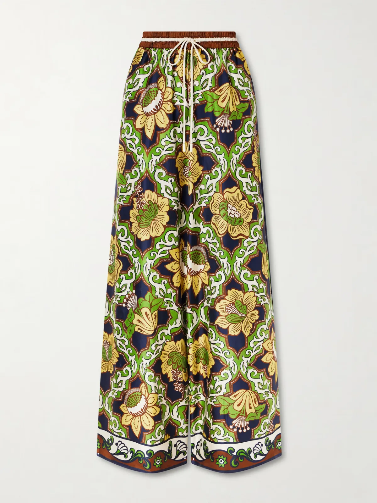 - Liana Printed Silk-twill Wide-leg Pants -