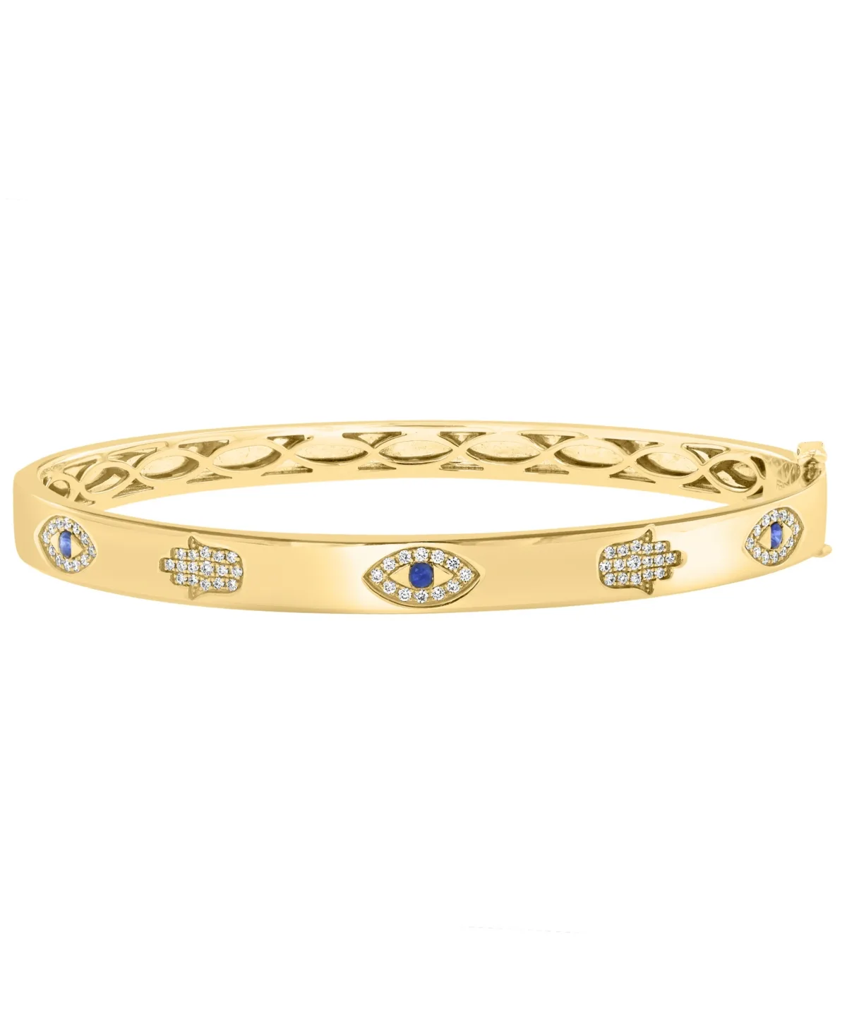 Sapphire (1/6 ct. t.w.) & Diamond (1/3 ct. t.w.) Bangle in 14k Gold Over Silver by Effy Collection
