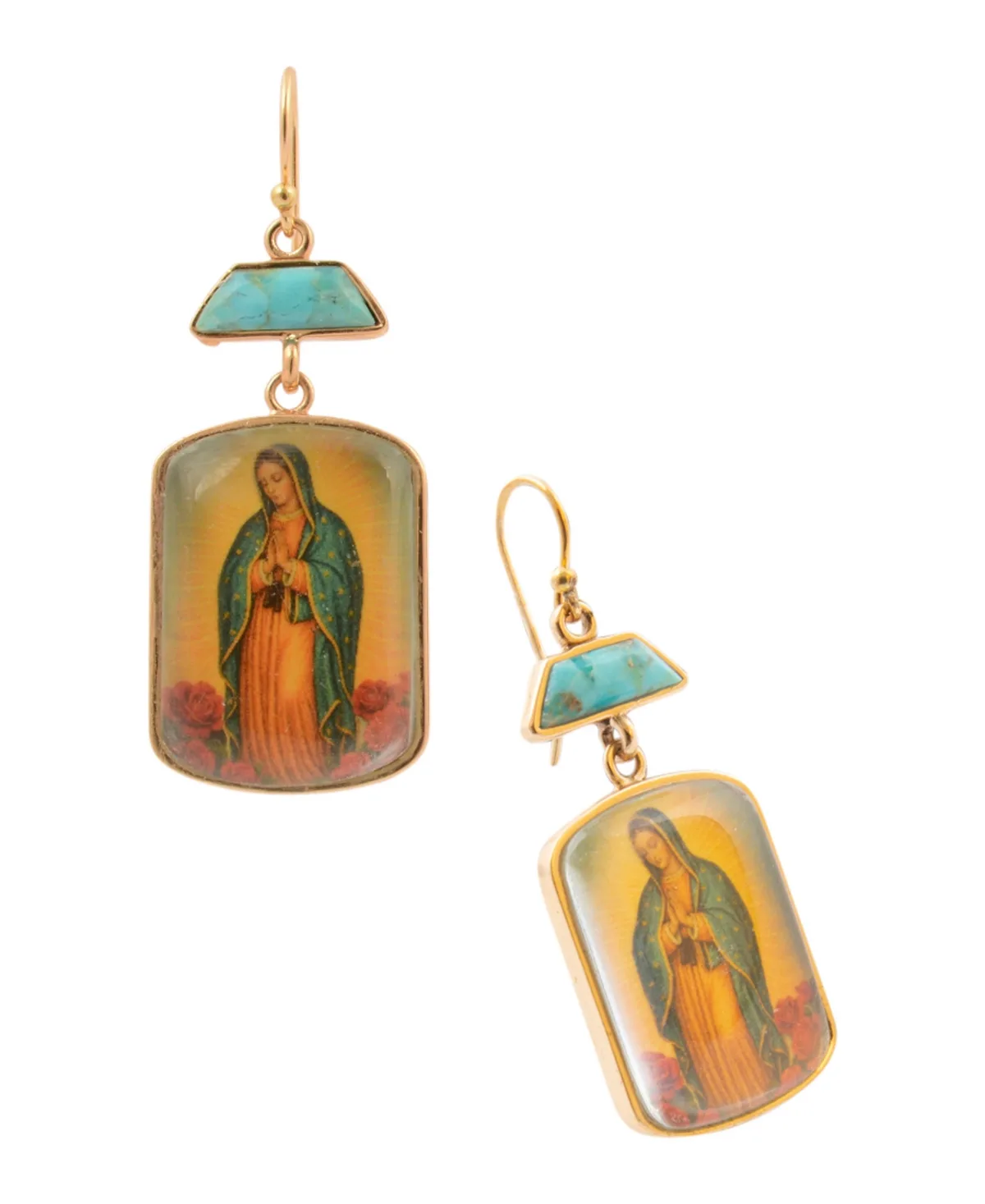 Genuine Blue Turquoise Drop Fish Hook Earrings by Barse
