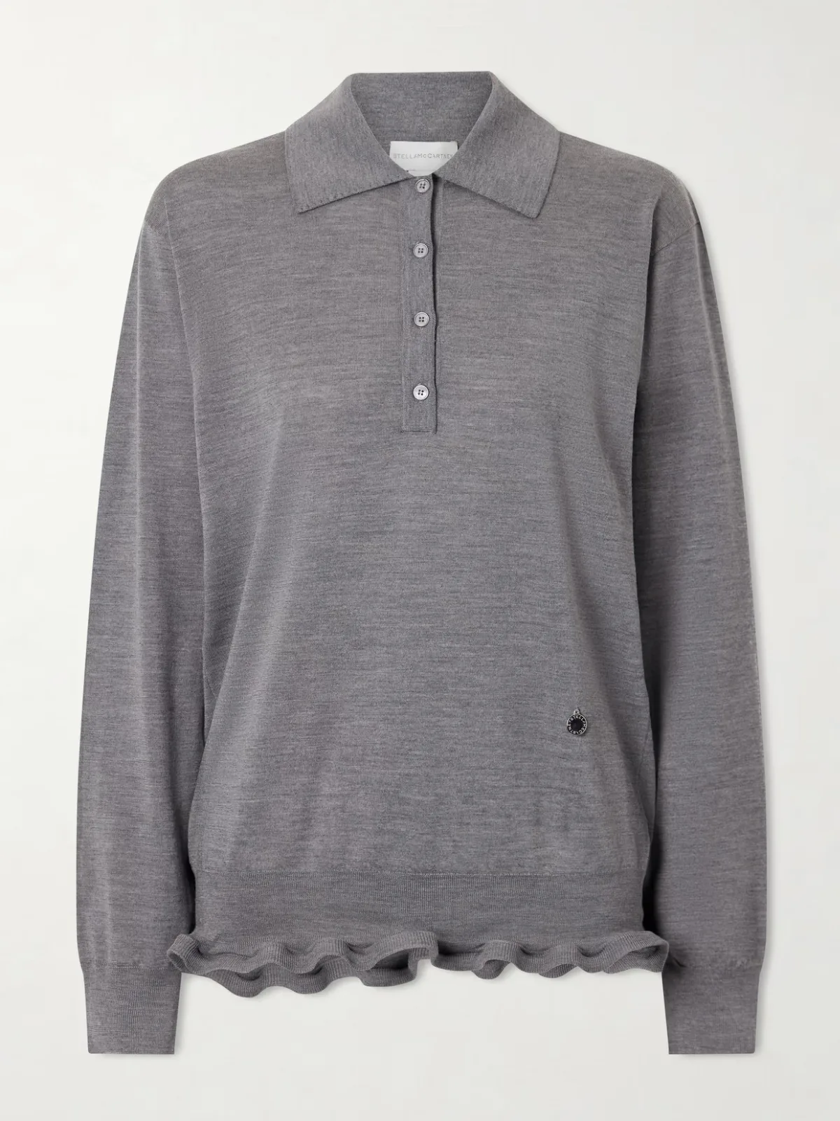- Ruffled Wool Polo Shirt -