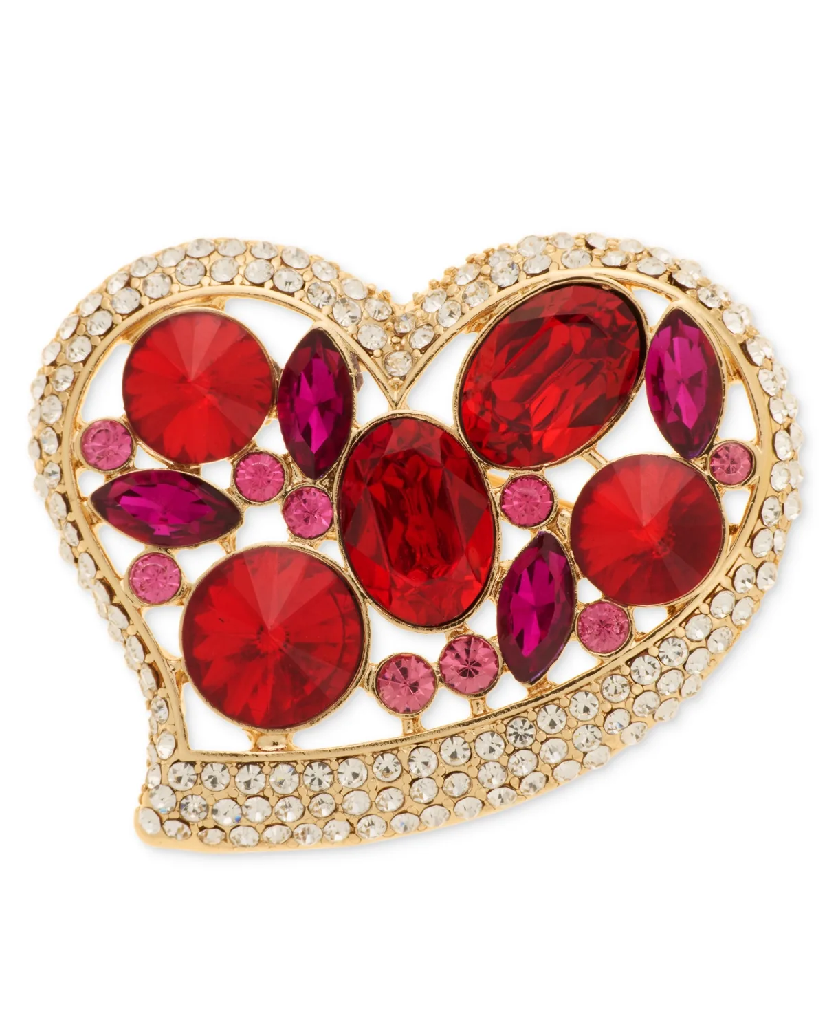 Multi-Stone Crystal Heart Pin by Anne Klein