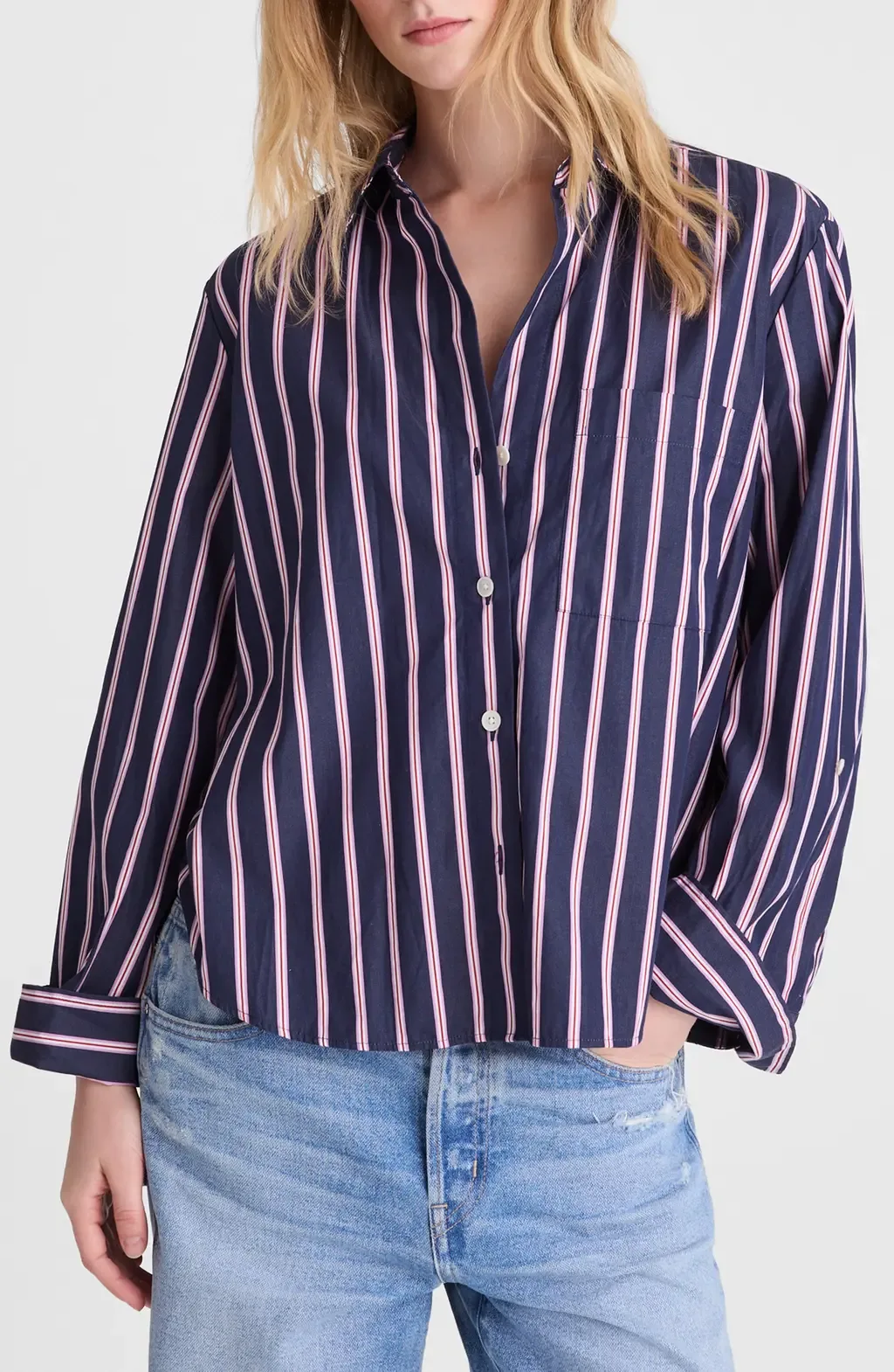 The Signature Cotton Poplin Y-Neck Shirt