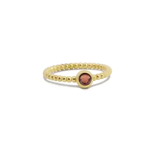 Gold Beaded Garnet Ring by The Lovery